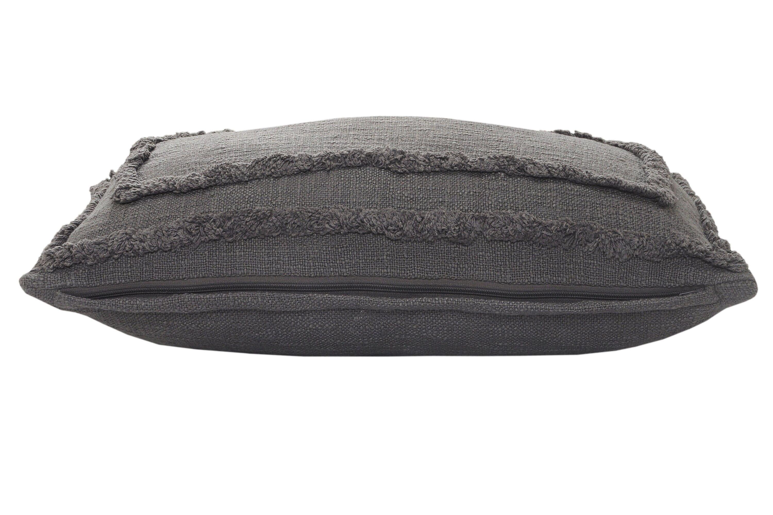 Ox Bay Modern Tufted Solid Lumbar Throw Pillow, 16" x 24" , Gray