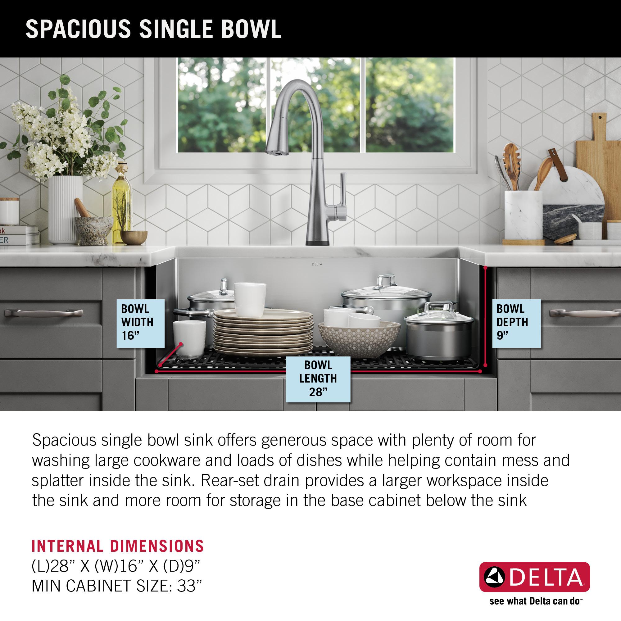 Delta Lenta™ Undermount 16 Gauge Stainless Steel Single Bowl Kitchen Sink with Accessories