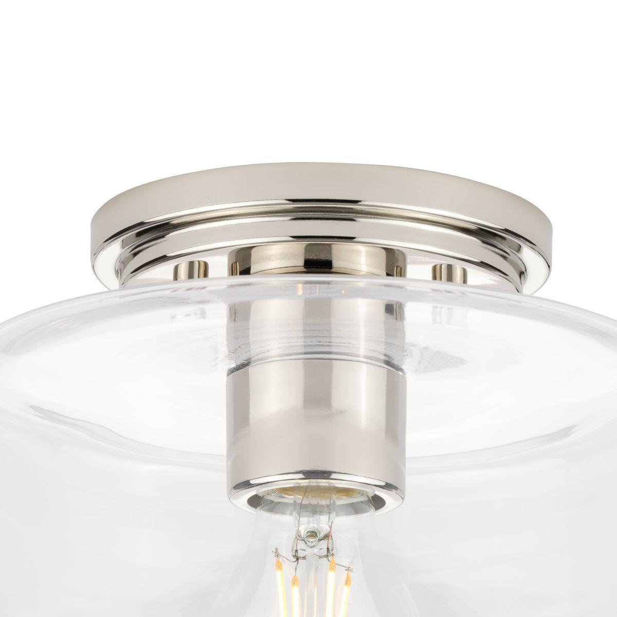 Progress Lighting, Adley Collection, 1-Light Flush Mount, Polished Nickel, Clear Glass Shade