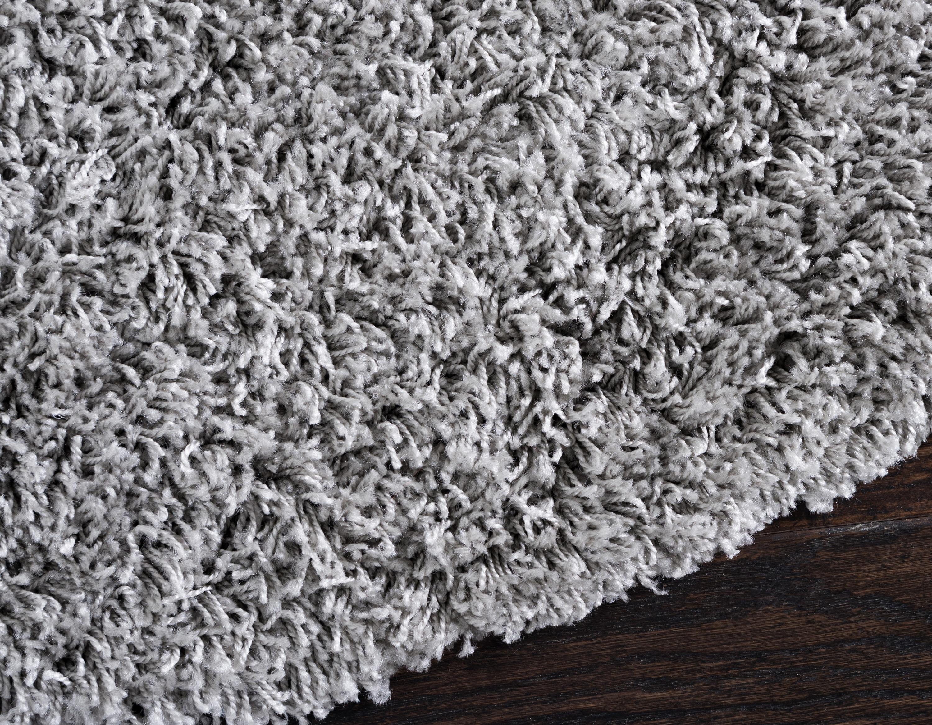 Unique Loom 8' 0 x 8' 0 Round Solid Shag Cloud Gray Area Rug