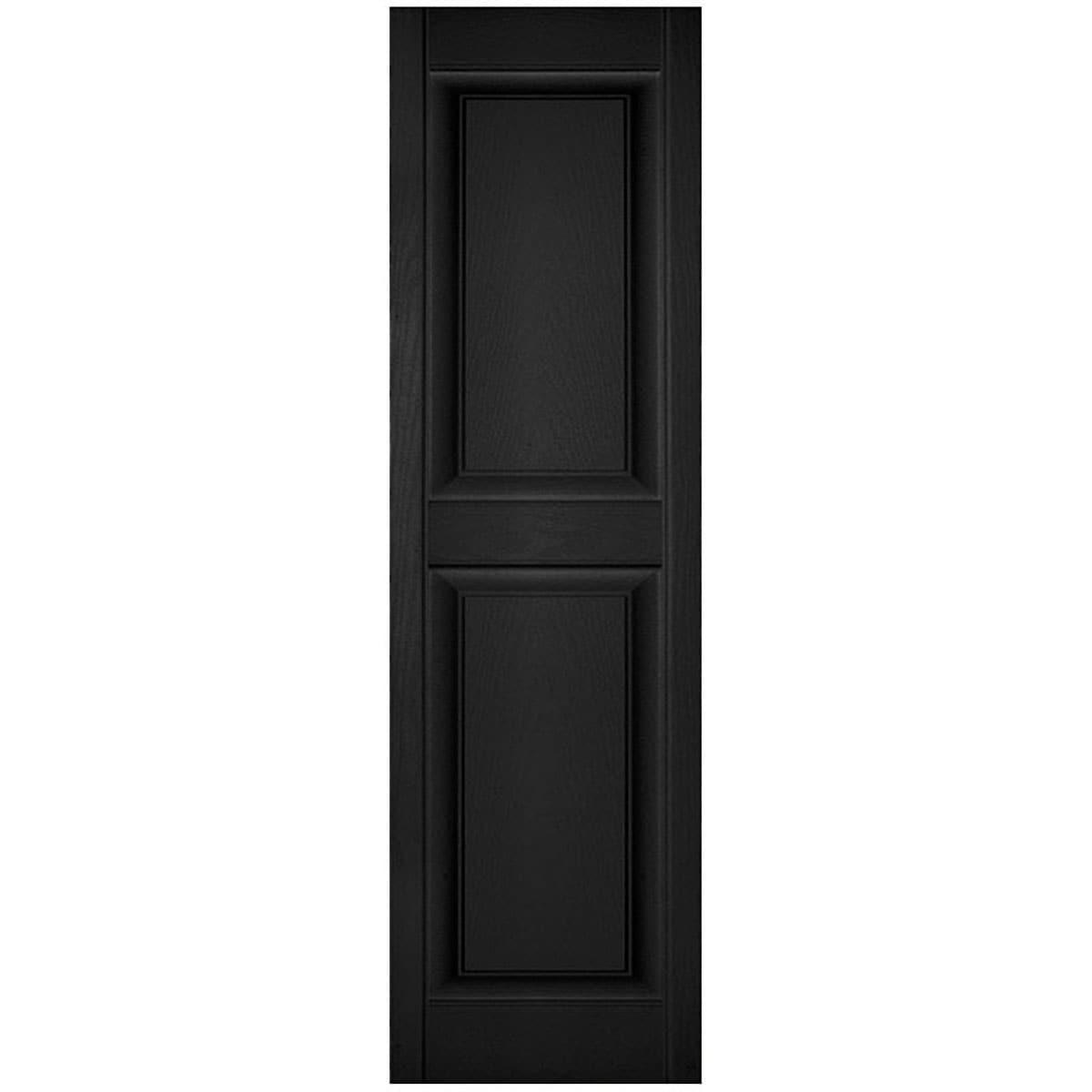 Black Vinyl Raised Panel Shutters, 12"W x 44"H