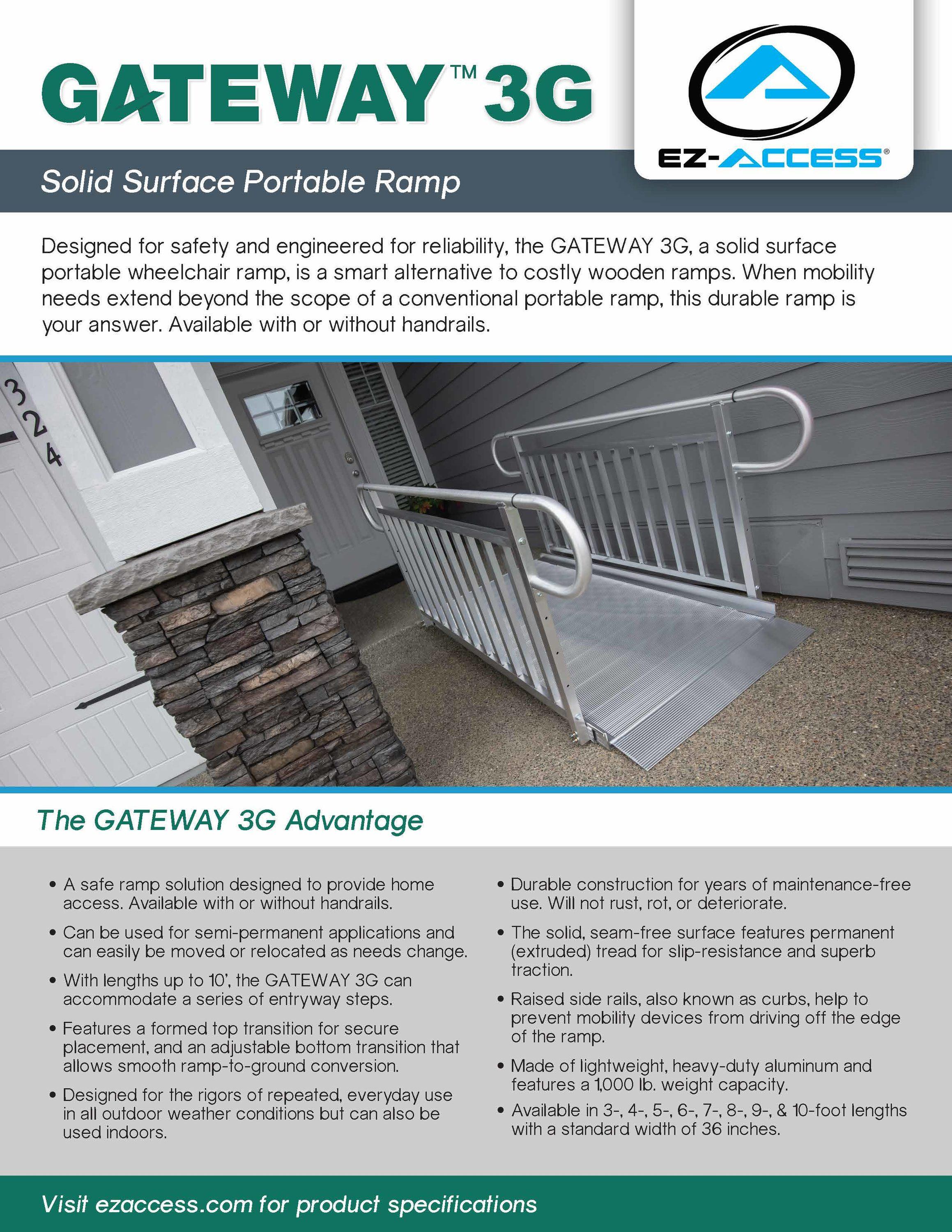 EZ-ACCESS GATEWAY 3G 9 Foot Solid Surface Aluminum Portable Wheelchair Ramp