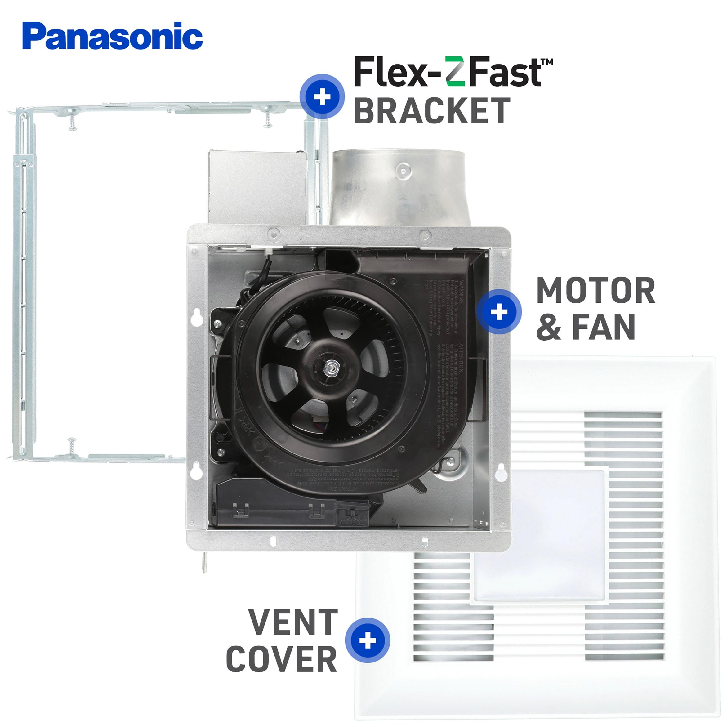 Panasonic WhisperValue Ceiling/Wall Mount Bathroom Exhaust Fan with Dimmable LED Light, 50-80-100 CFM, FV-0510VSL1