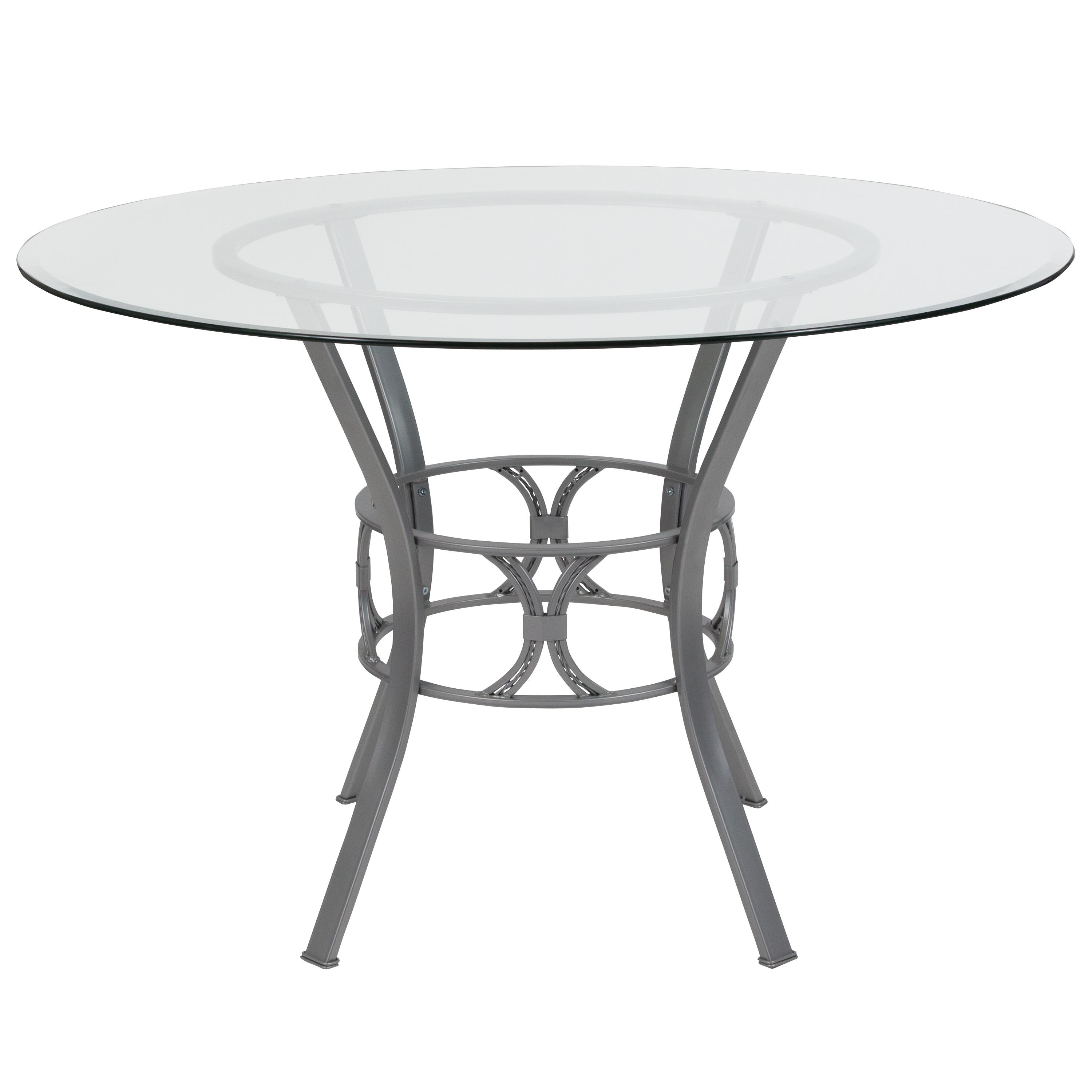 Flash Furniture Carlisle 45'' Round Glass Dining Table with Silver Metal Frame