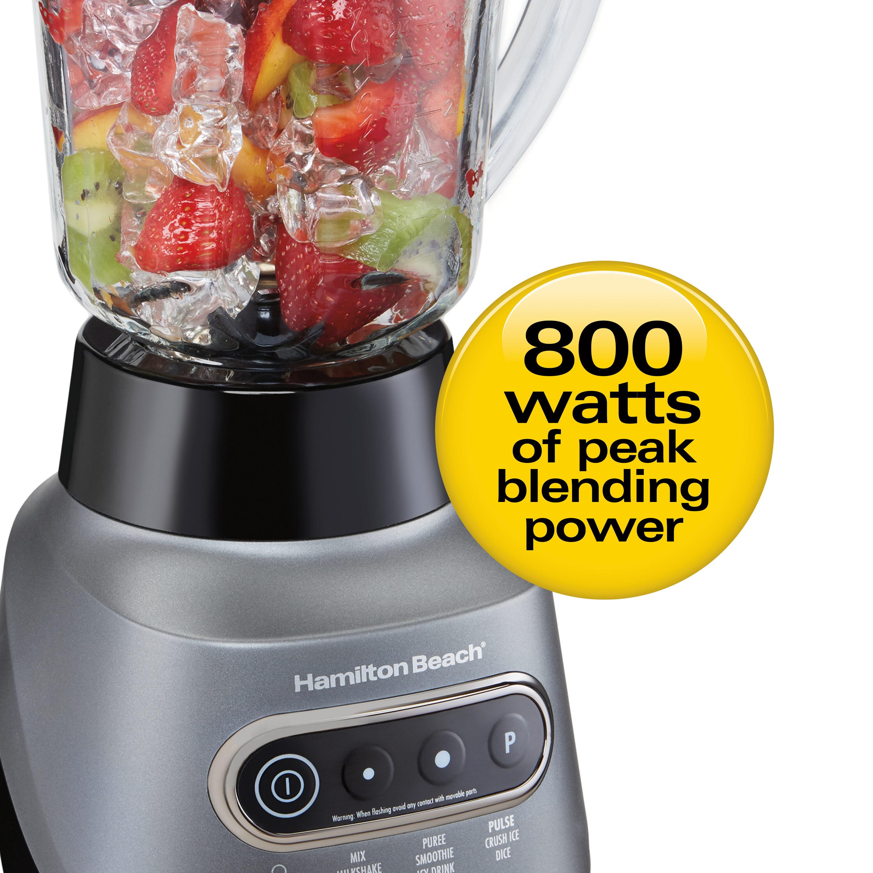 Hamilton Beach Wave Crusher Blender, 40 oz Glass Jar and 20 oz Travel Jar for Shakes and Smoothies, Grey, 58181