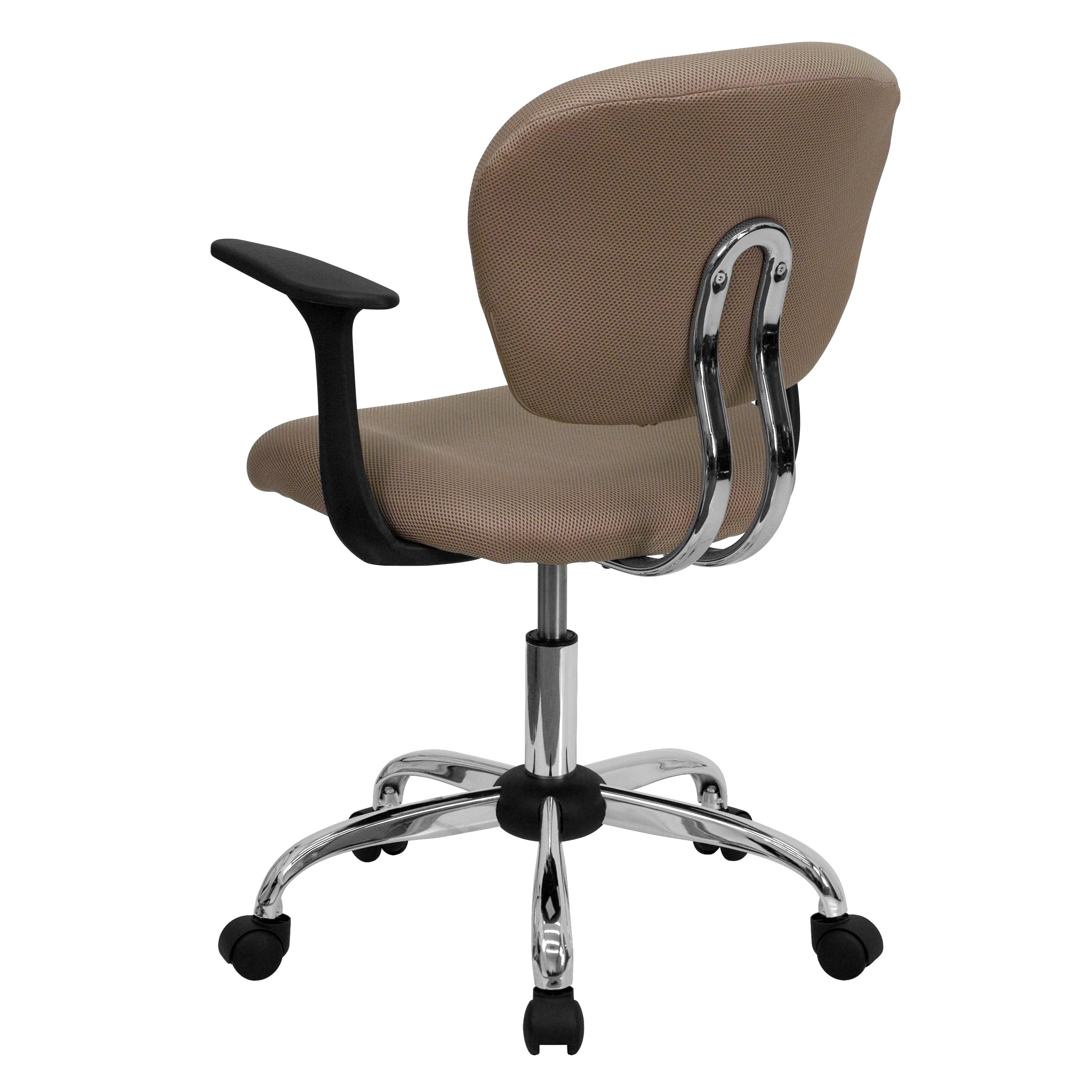 Flash Furniture Beverly Mid-Back Coffee Brown Mesh Padded Swivel Task Office Chair with Chrome Base and Arms