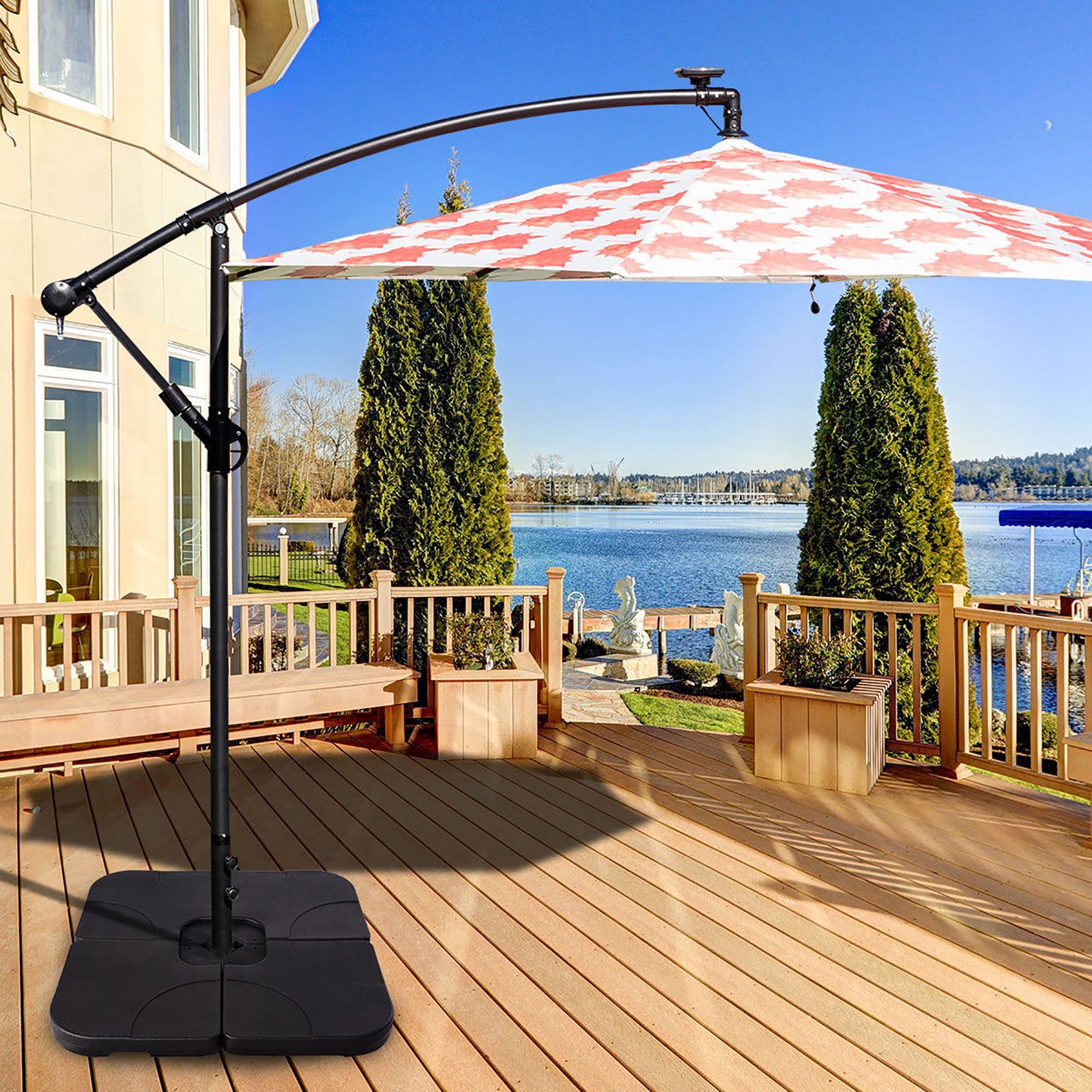 Costway 20'' Patio Offset Umbrella Base Stand Water Filled Base Weights Sand Plate Set Black