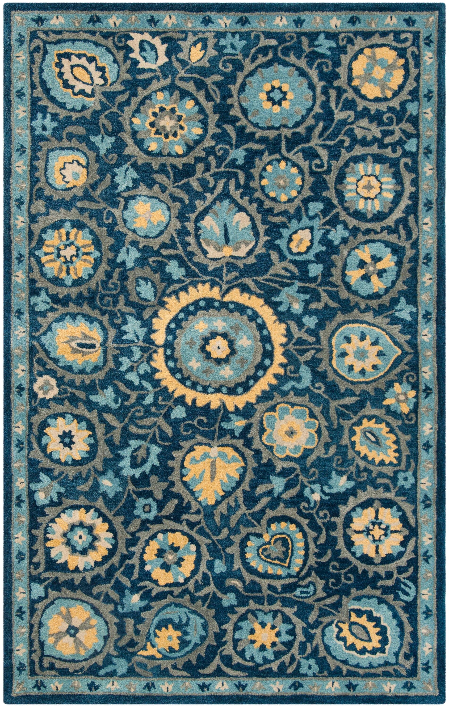 Heritage HG423 Hand Tufted Area Rug - Navy/Gold - 5'x8' - Safavieh.