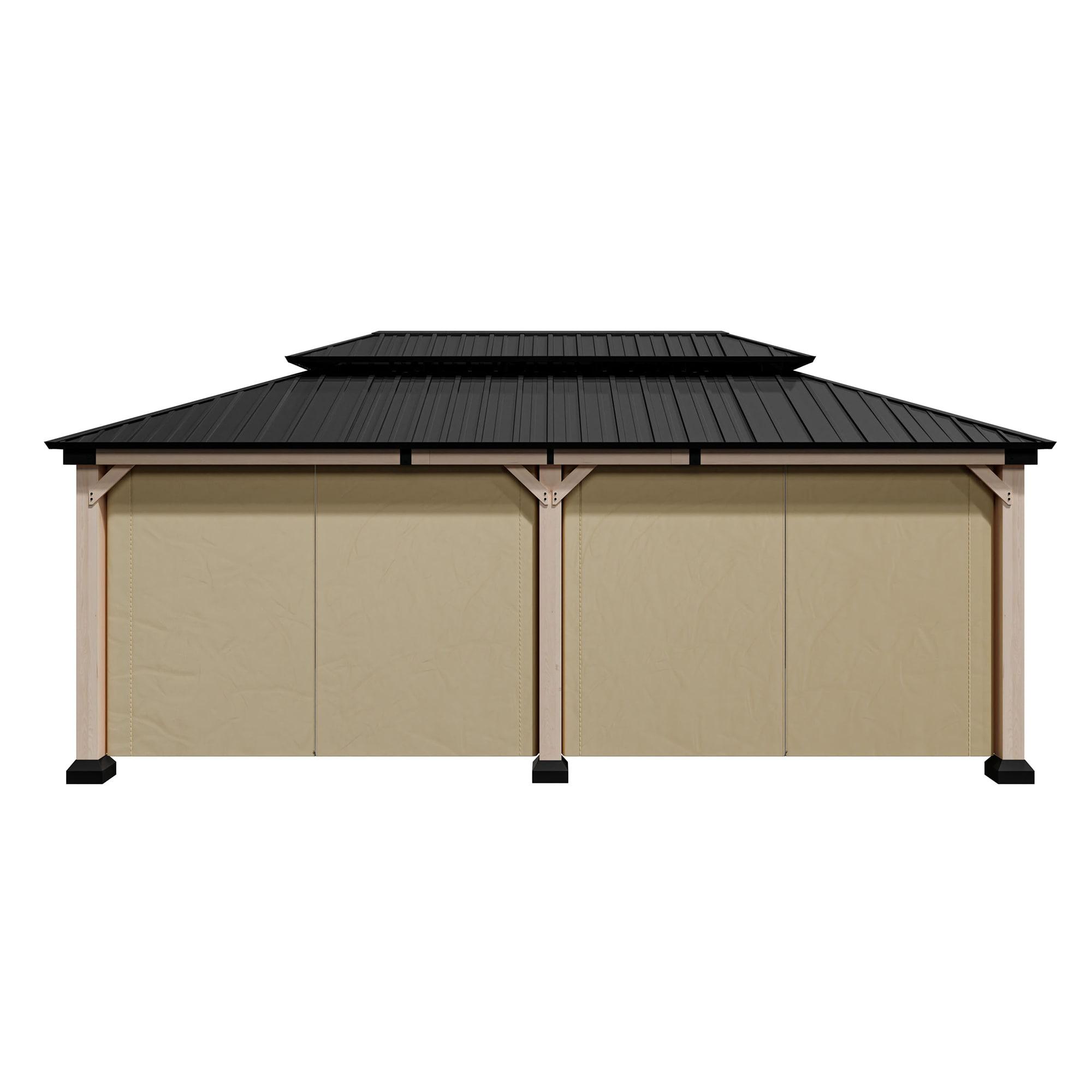 mondawe Dorey 20 Ft. W x 12 Ft. D Solid Cedar Wood Patio Gazebo with Curtains