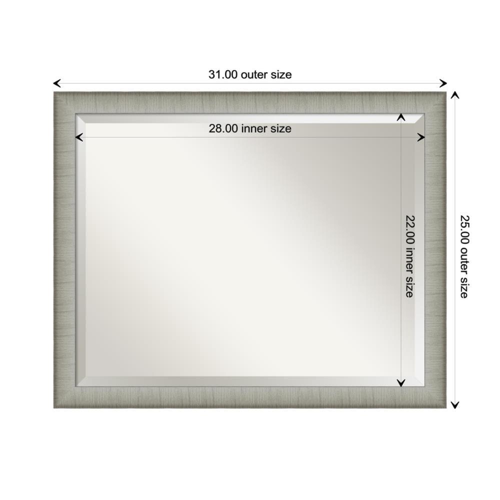31" x 25" Elegant Brushed Framed Bathroom Vanity Wall Mirror Pewter - Amanti Art: No Assembly, Wall Mount