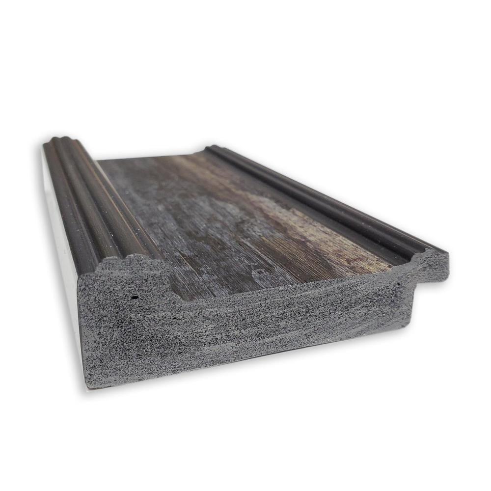 Amanti Art Beveled Bathroom Wall Mirror - Rail Rustic Char Frame - Rail Rustic Char Outer Size: 22 x 26 in