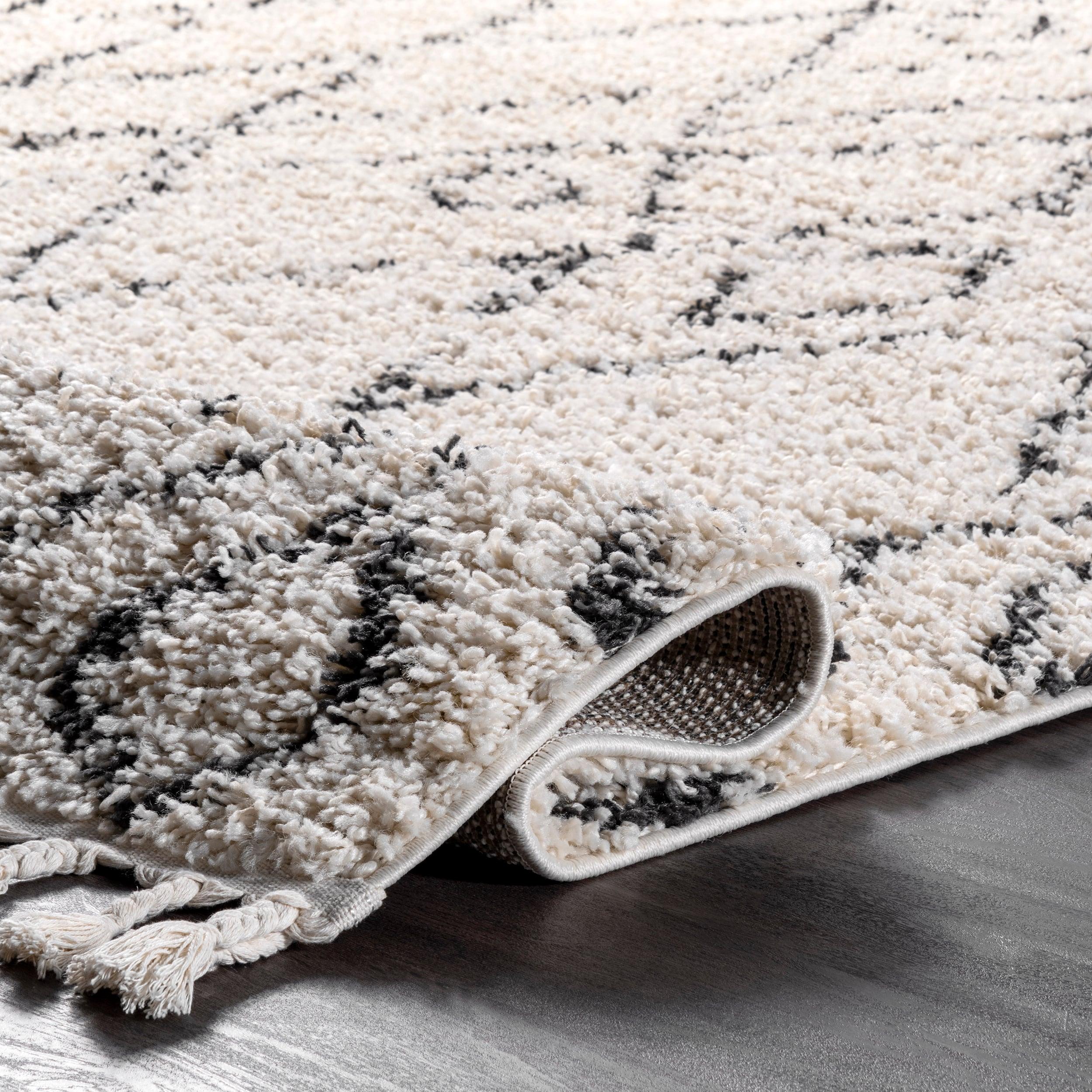 Nuloom Nieves Moroccan 2x8 Runner Indoor Area Rug for Living Room Bedroom Dining Room Entryway Hallway, Off White/Dark Grey