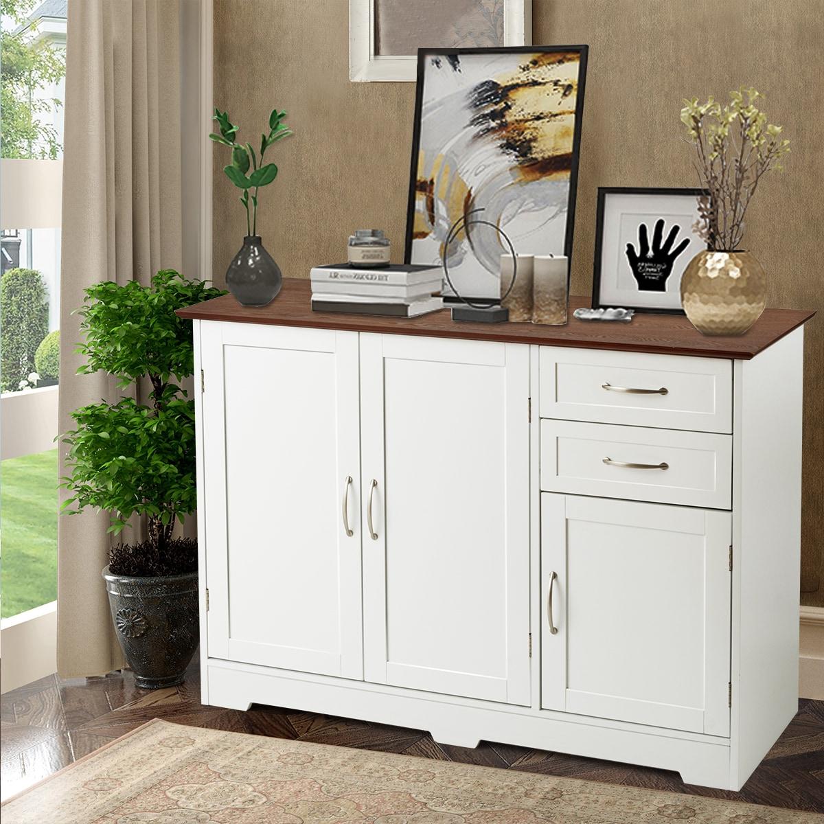 Buffet Server Storage Cabinet With 2-Door Cabinet And 2 Drawers