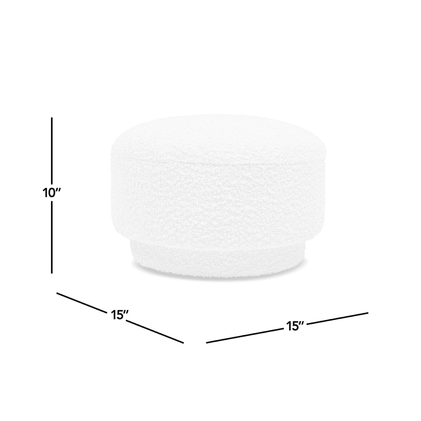 Fuji 15" Mushroom Footstool Ottoman Ivory White Boucle