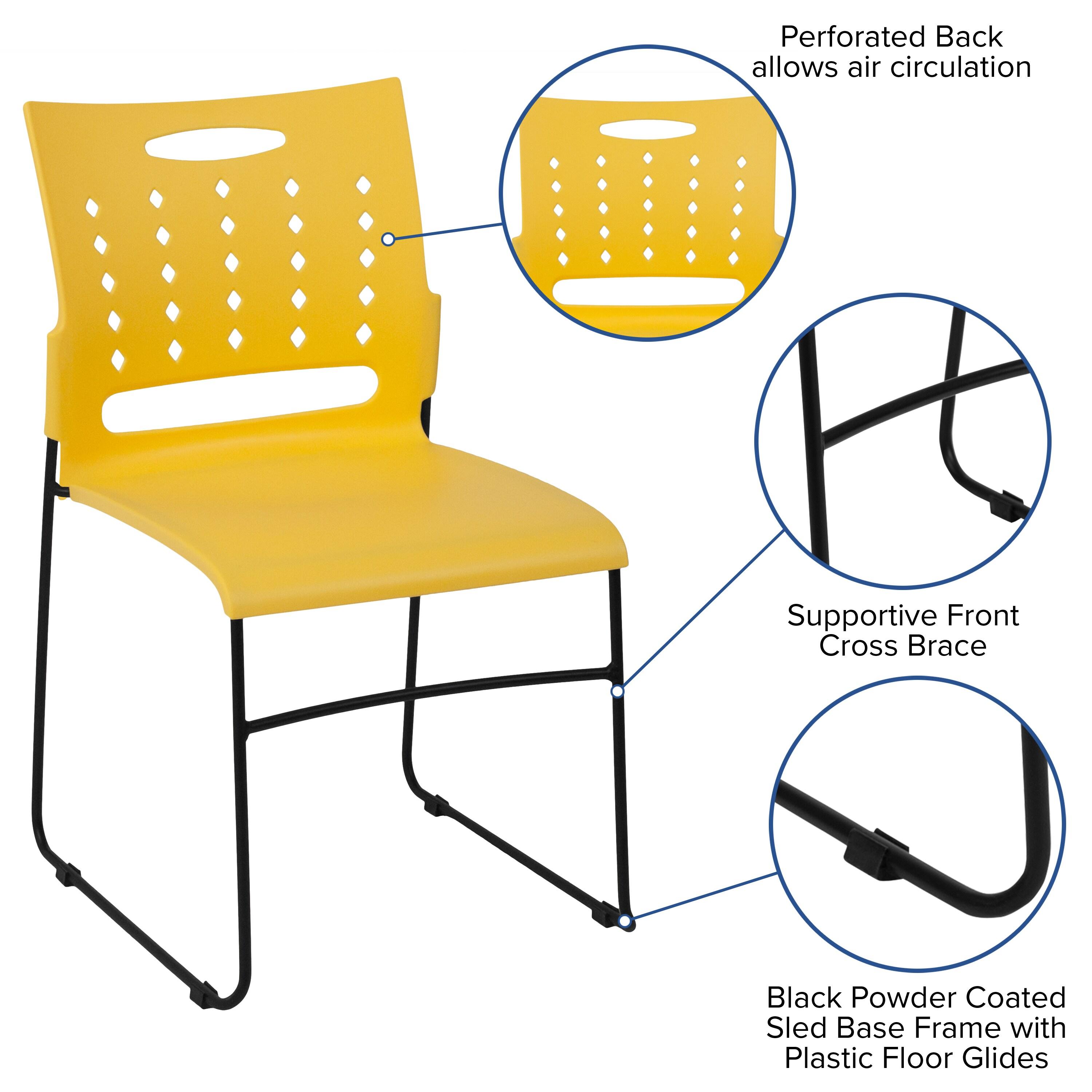 Flash Furniture 881 lb. Capacity Sled Base Stack Chair with Carry Handle and Air-Vent Back