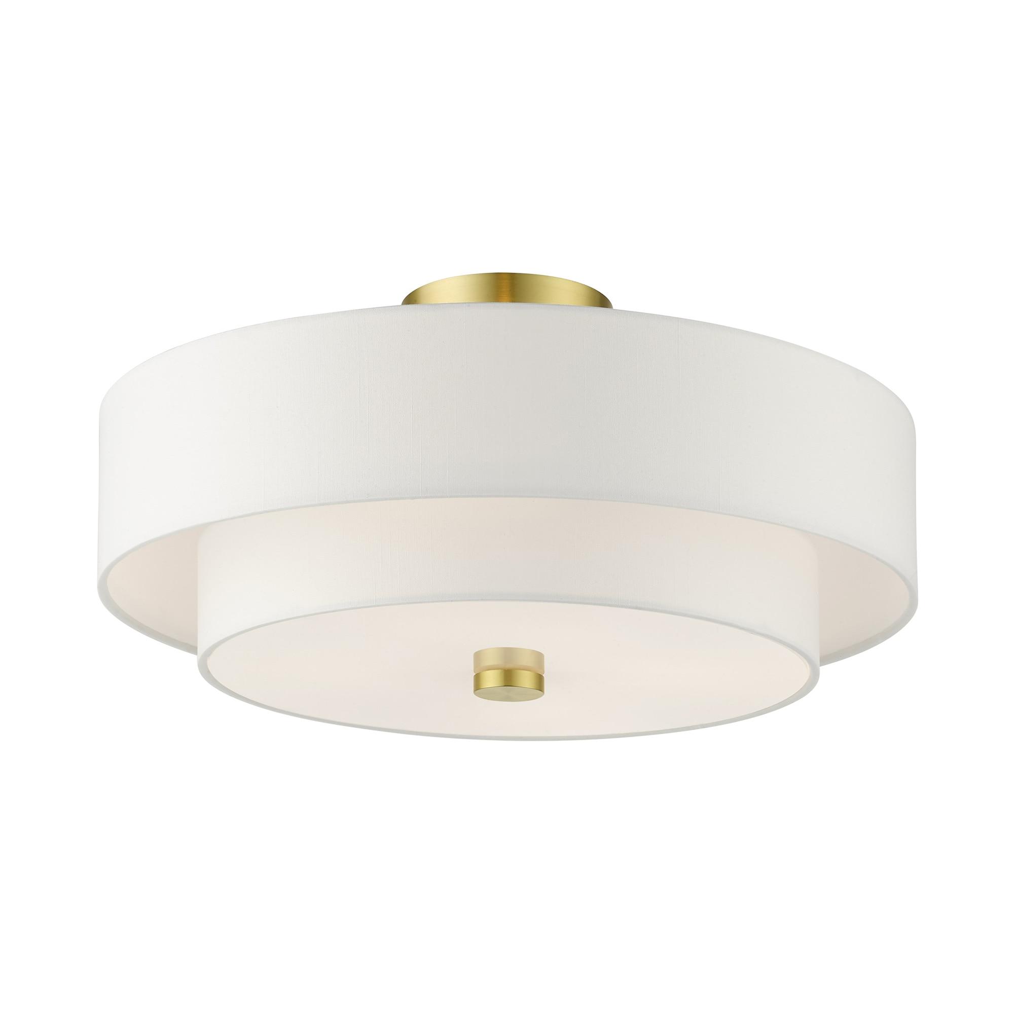 Livex Lighting Claremont 4 - Light Semi-Flush Mount in  Satin Brass