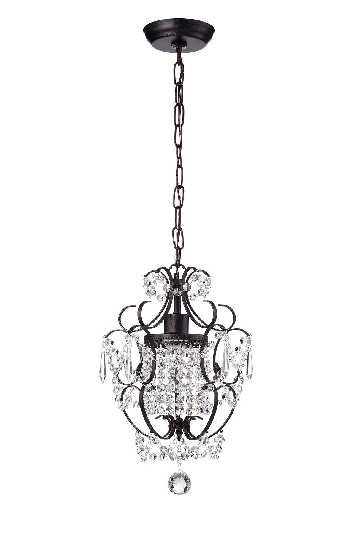 Antique Bronze Mini Crystal Glam Chandelier Pendant