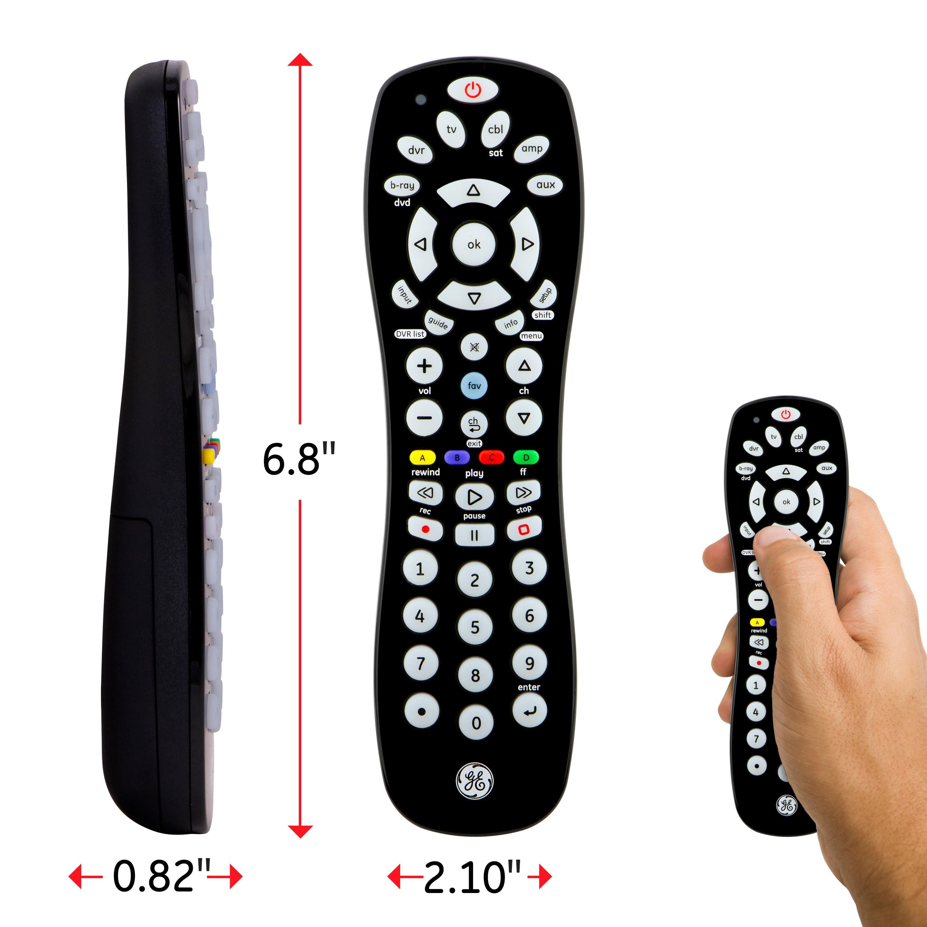 GE 6-Device Universal TV Remote Control in Black, 34459