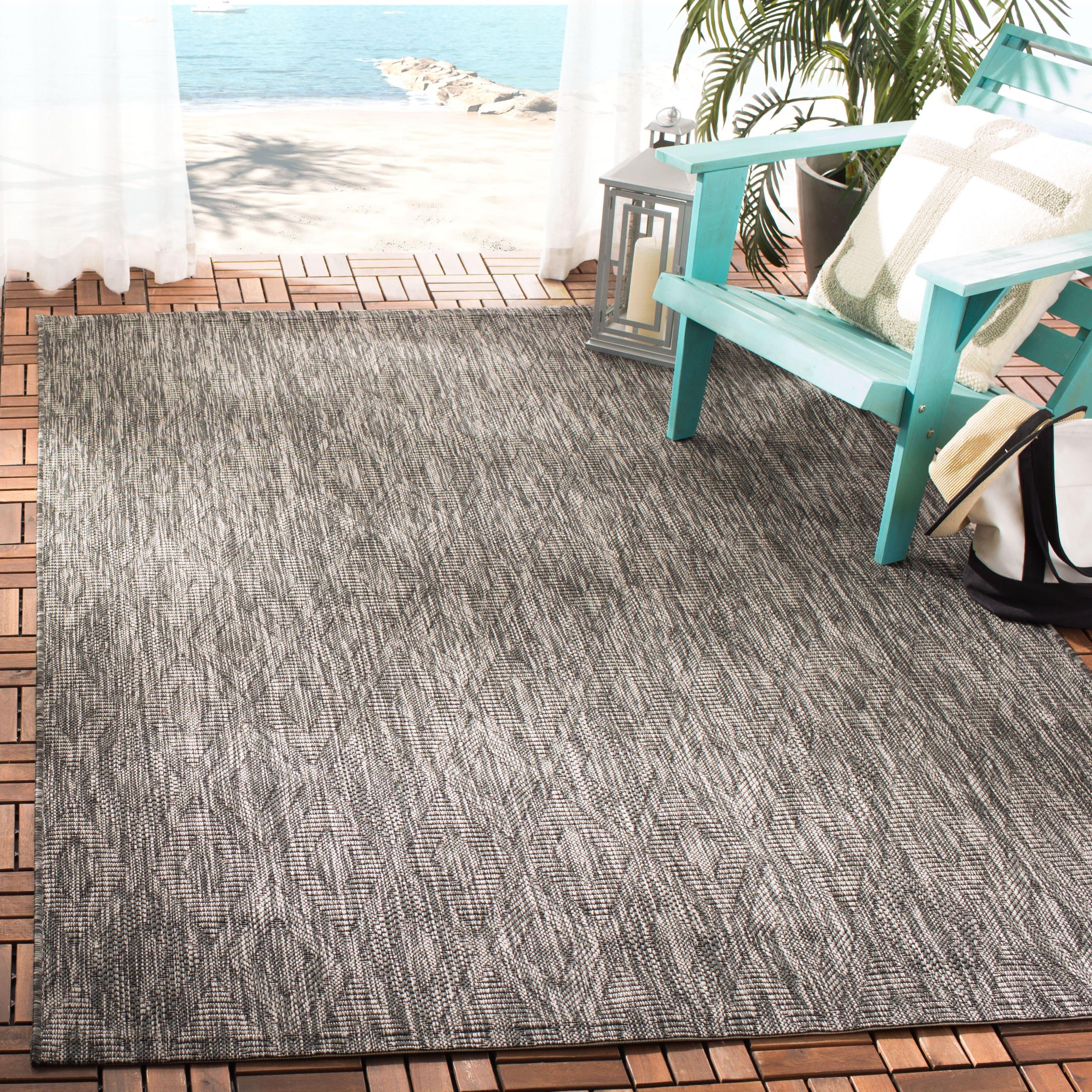 Courtyard CY8522 Power Loomed Indoor and Outdoor Accent Rug - Black/Black - 2'x3'7" - Safavieh