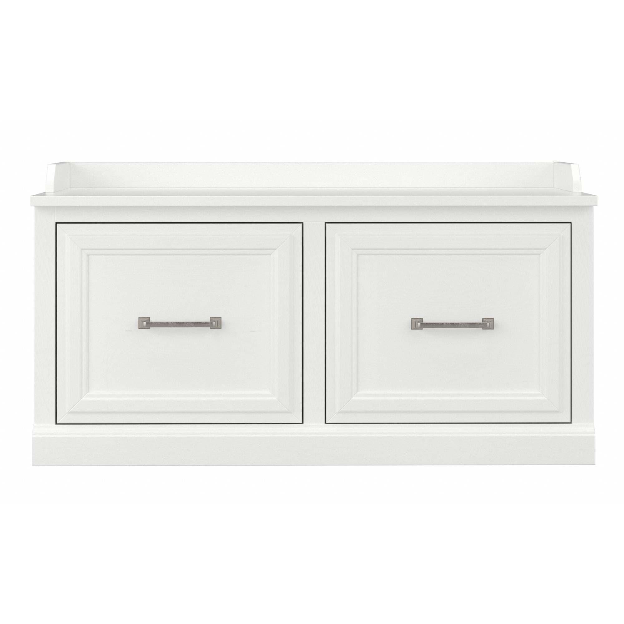 Woodland 40W Shoe Storage Bench with Doors in White Ash - Engineered Wood