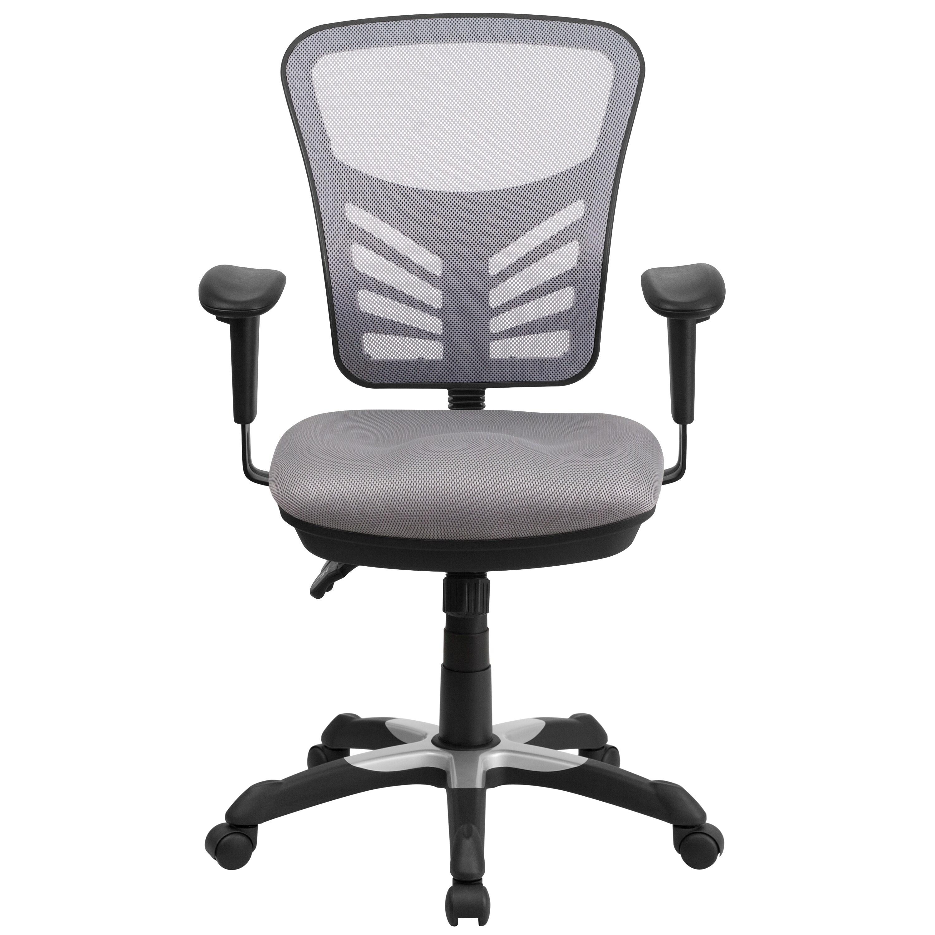 Flash Furniture Mid-Back Gray Mesh Multifunction Executive Swivel Ergonomic Office Chair with Adjustable Arms