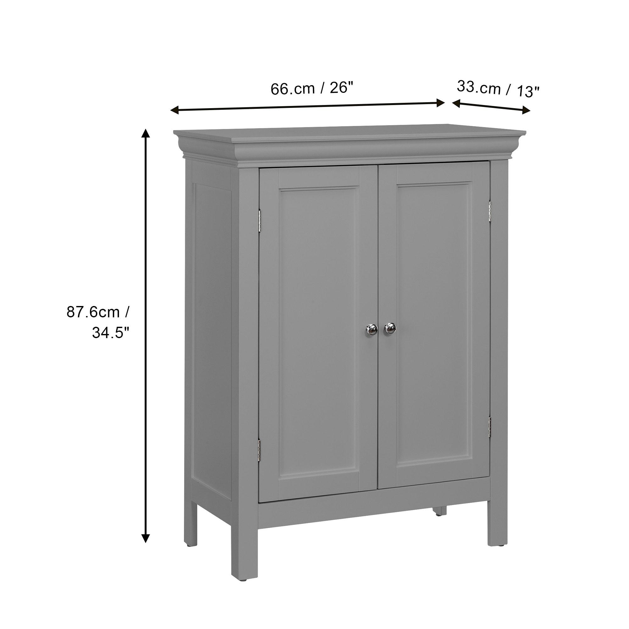 Teamson Home Stratford Contemporary Freestanding Bath Storage Cabinet Gray : Microfiber, Machine Washable, Non-Slip Backing