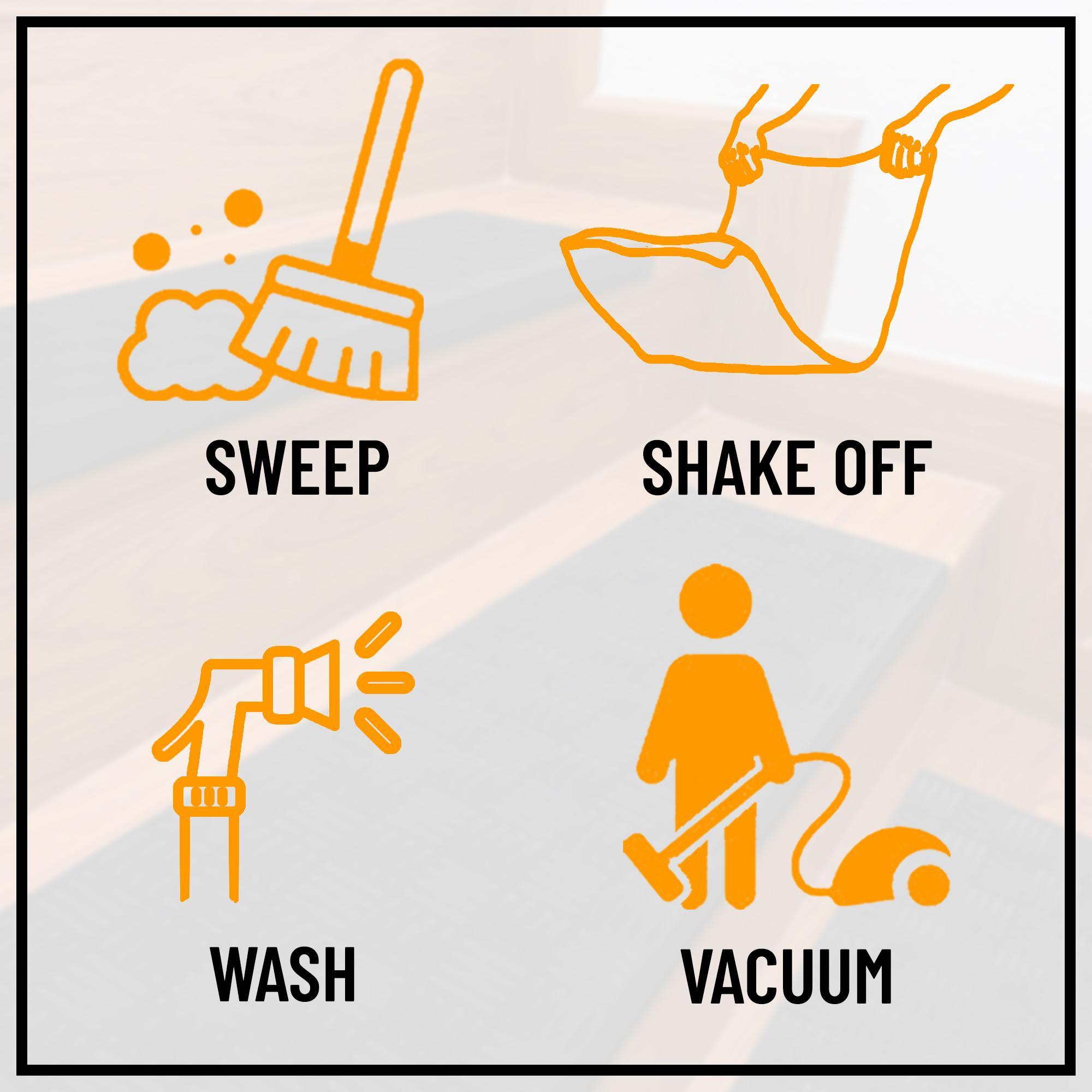 Ottomanson Easy Clean Waterproof Non-Slip 10" x 30" Indoor Outdoor Rubber Stair Treads, 5 Pack, Black