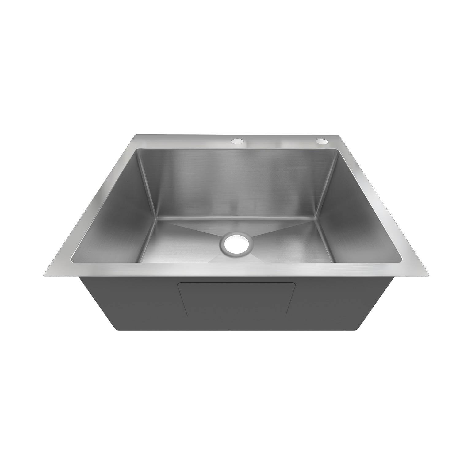 Sinber 25" x 22" Drop In Single Bowl Kitchen Sink with 18 Gauge 304 Stainless Steel Satin Finish