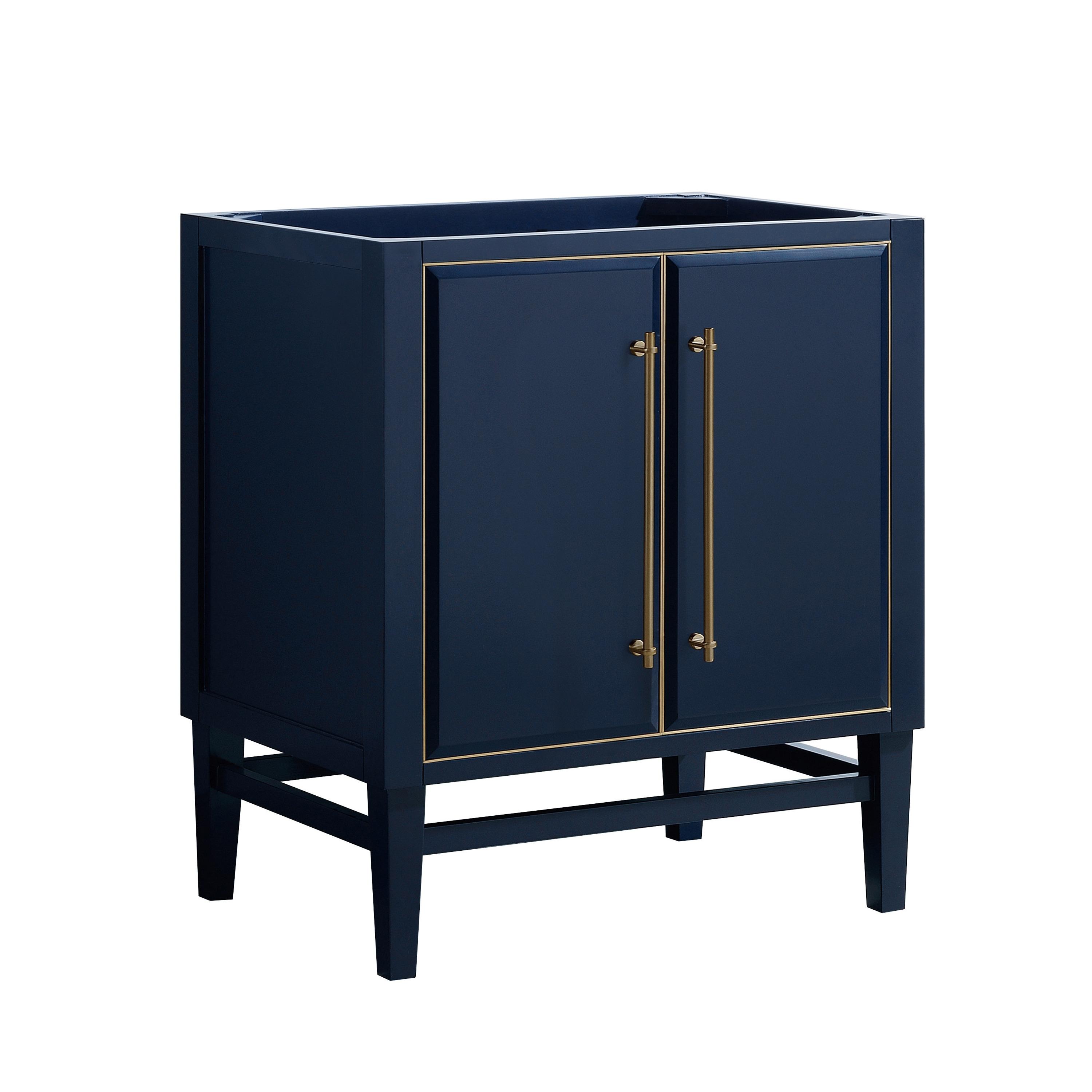 Mason 30" Navy Blue Solid Wood Vanity with Gold Trim