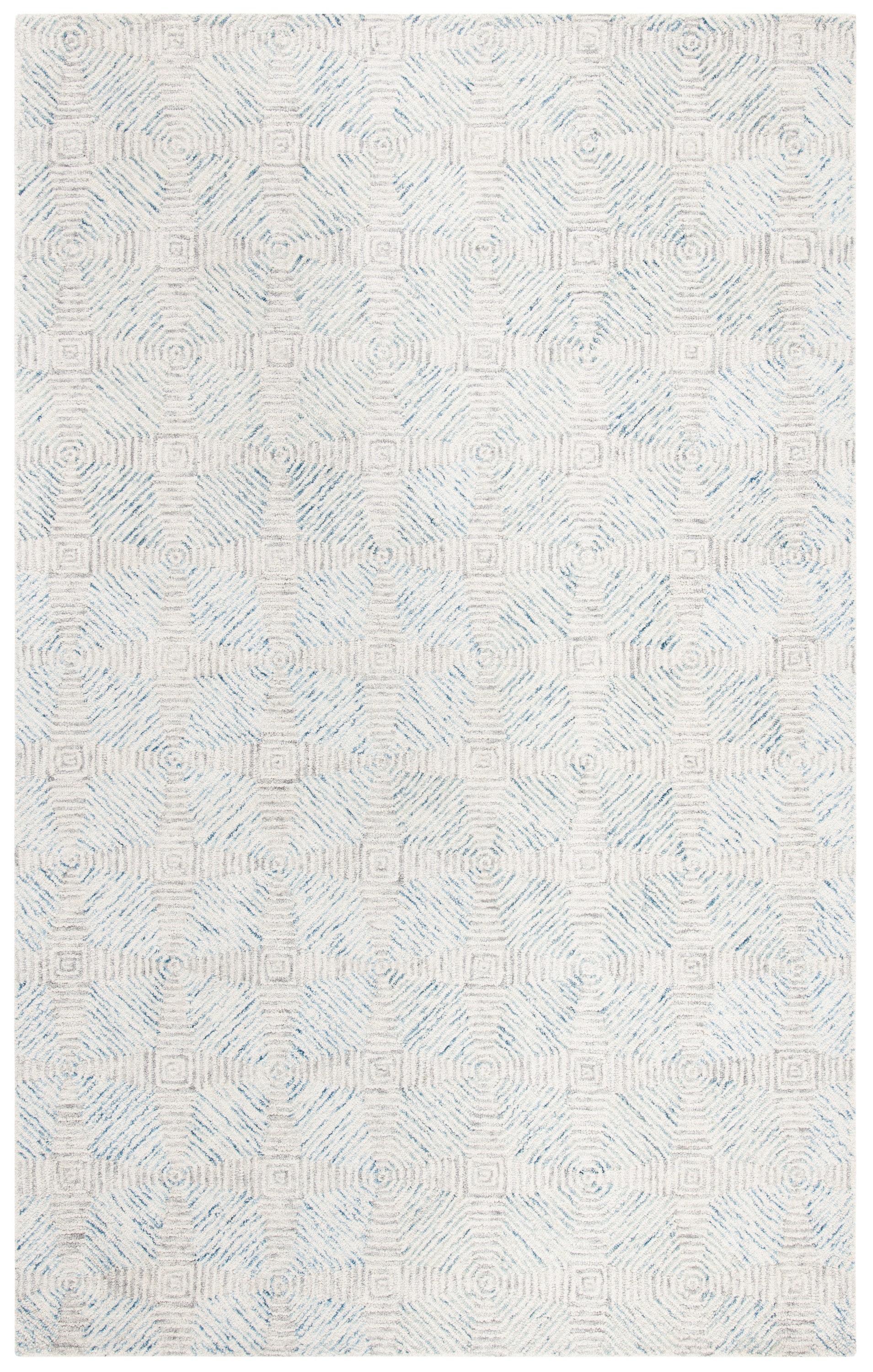 SAFAVIEH Abstract Qendro Geometric Area Rug, Ivory/Light Blue, 4' x 6'