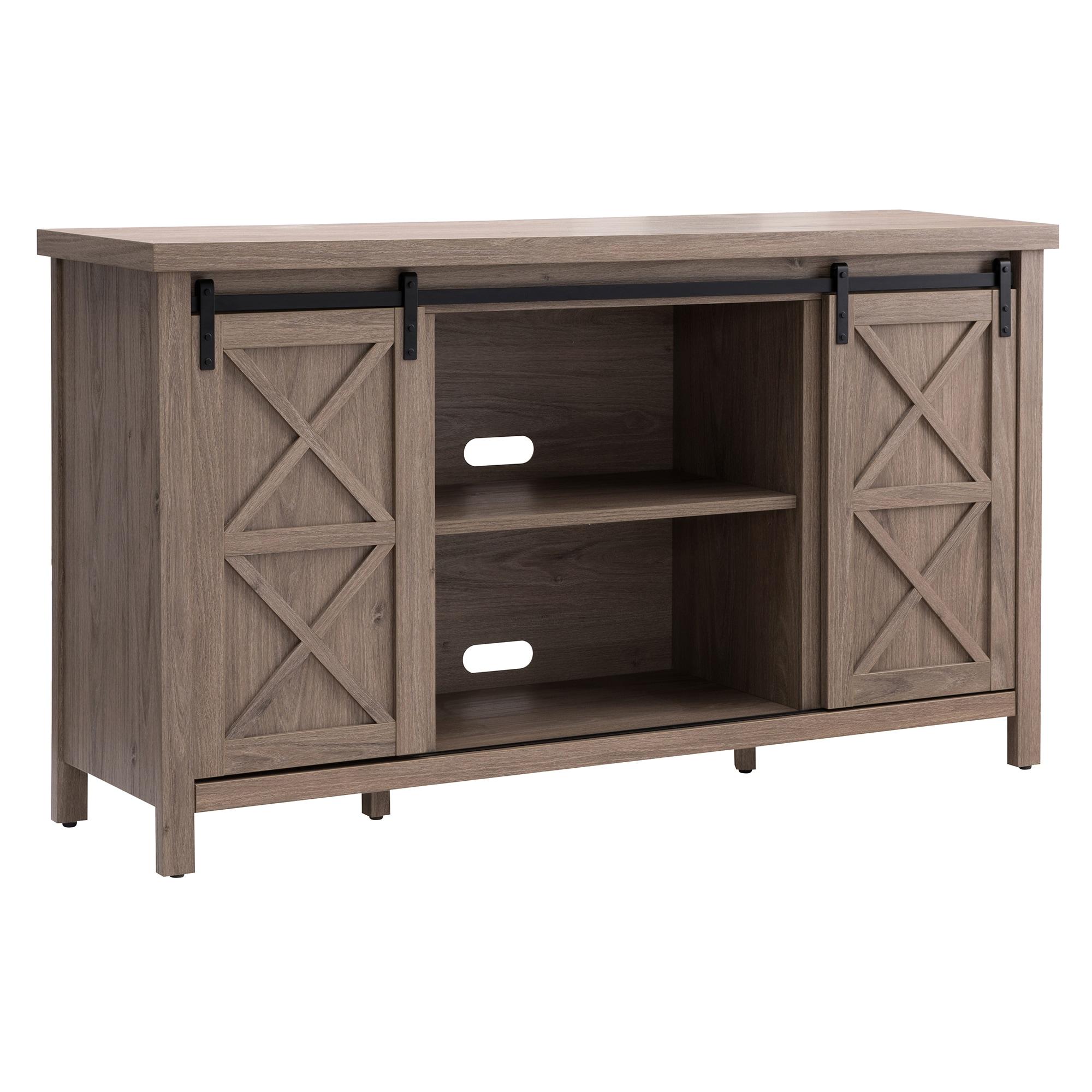 Evelyn&Zoe Elmwood Rectangular TV Stand for TV's up to 65", Antiqued Gray Oak