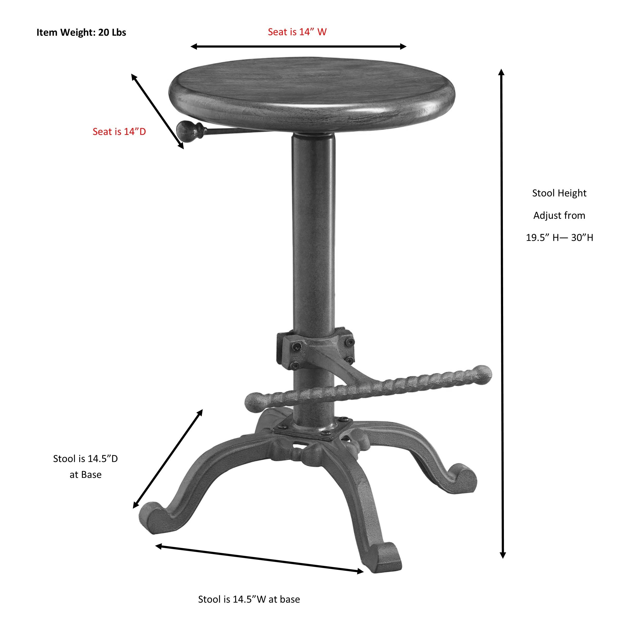 Carolina Living Jackson Adjustable Barstool Metal/Chestnut: Round, Backless, 250lb Capacity, Rustic Style