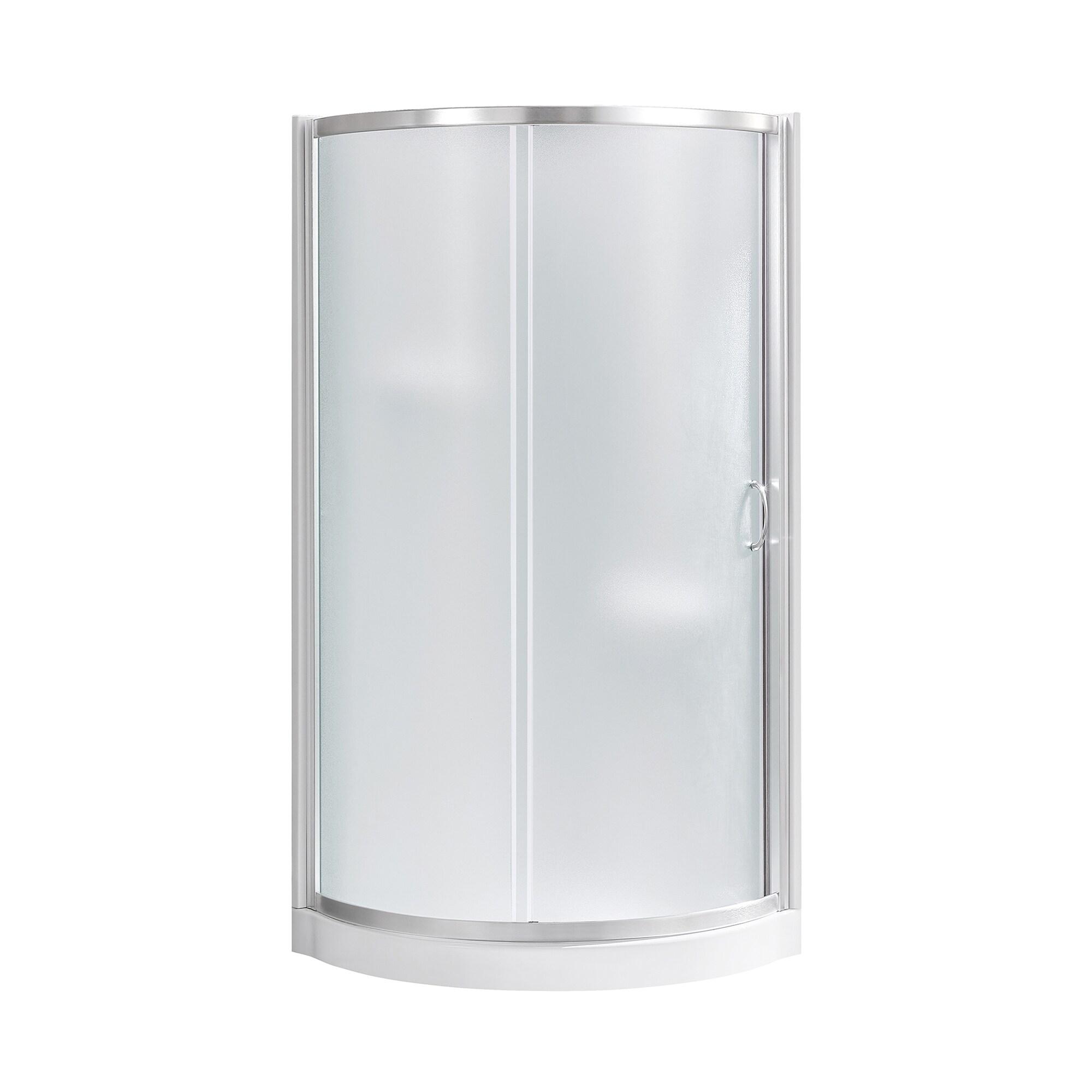 OVE Decors Breeze 33 in. Framed Round Shower Kit w/ Frosted Glass, Base, Wall