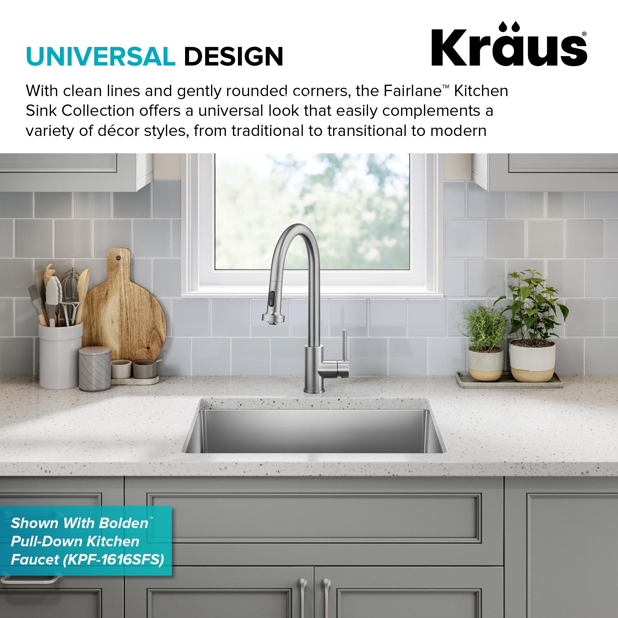 KRAUS Fairlane Undermount 18-Gauge Stainless Steel Kitchen Sink