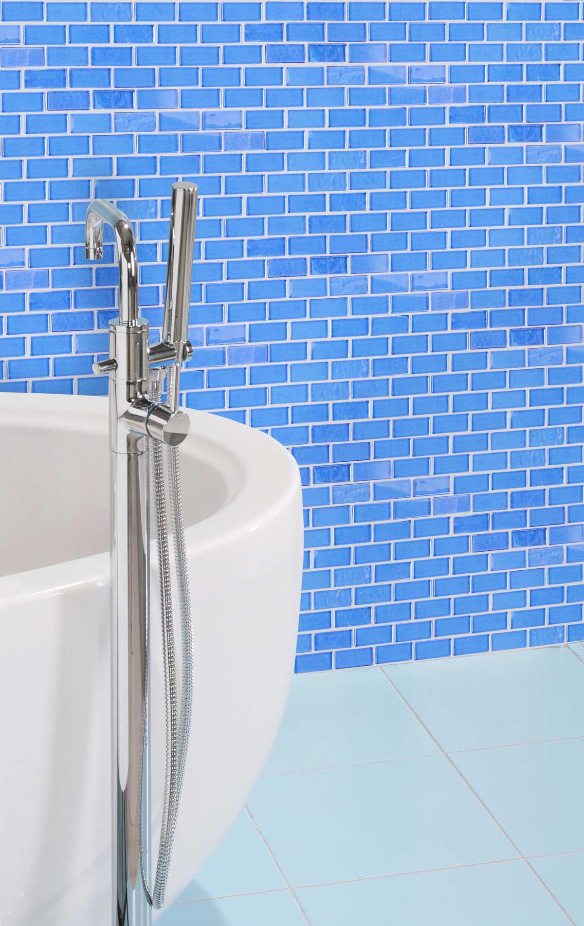 Abolos Landscape 1 in. x 2 in. Translucent Glass Plastic Face Mounted Brick Mosaic Designer Pool Tile