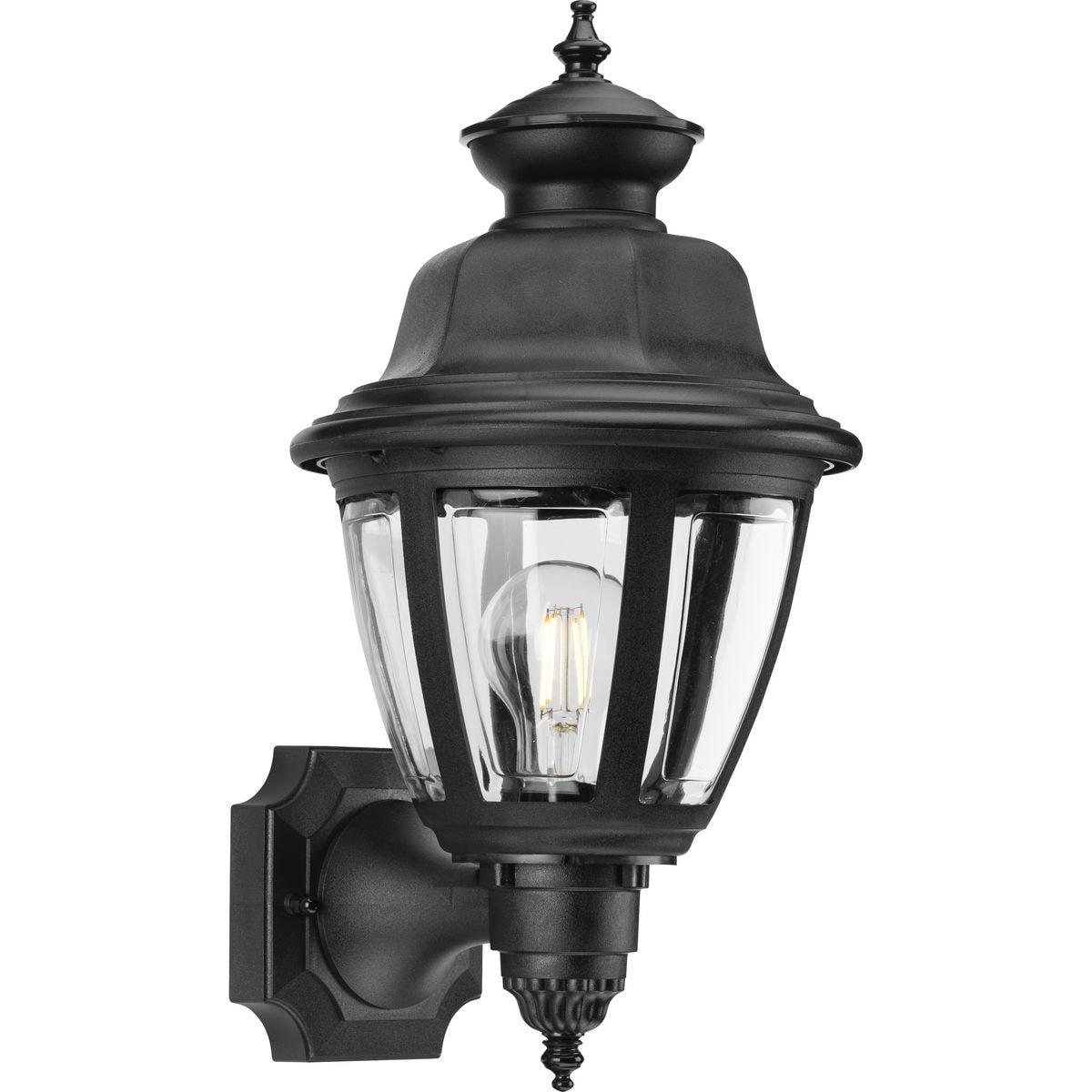 Progress Lighting Cantata 1-Light Outdoor Porcelain Wall Lantern, Black Finish, Clear Acrylic Panels