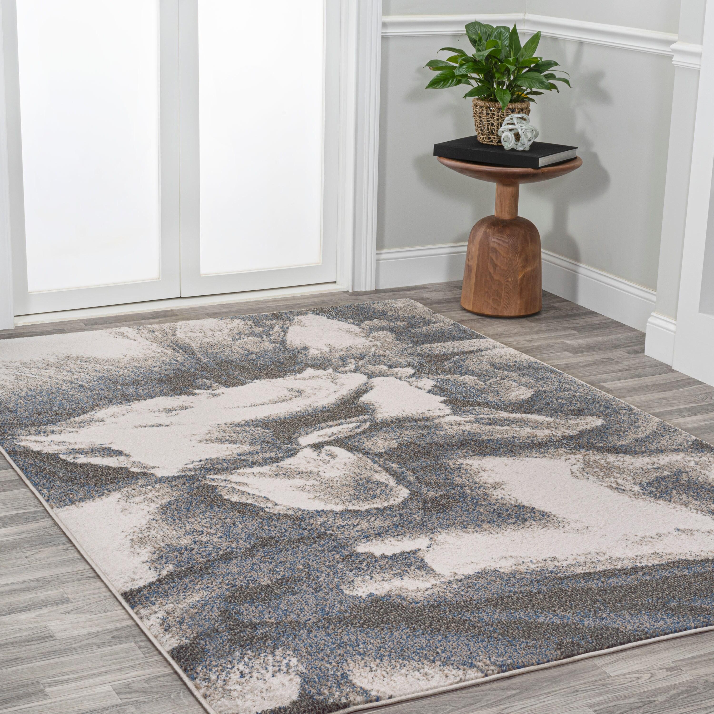 3' x 5' Petalo Abstract Two-Tone Modern Area Rug, Gray/Cream - JONATHAN Y