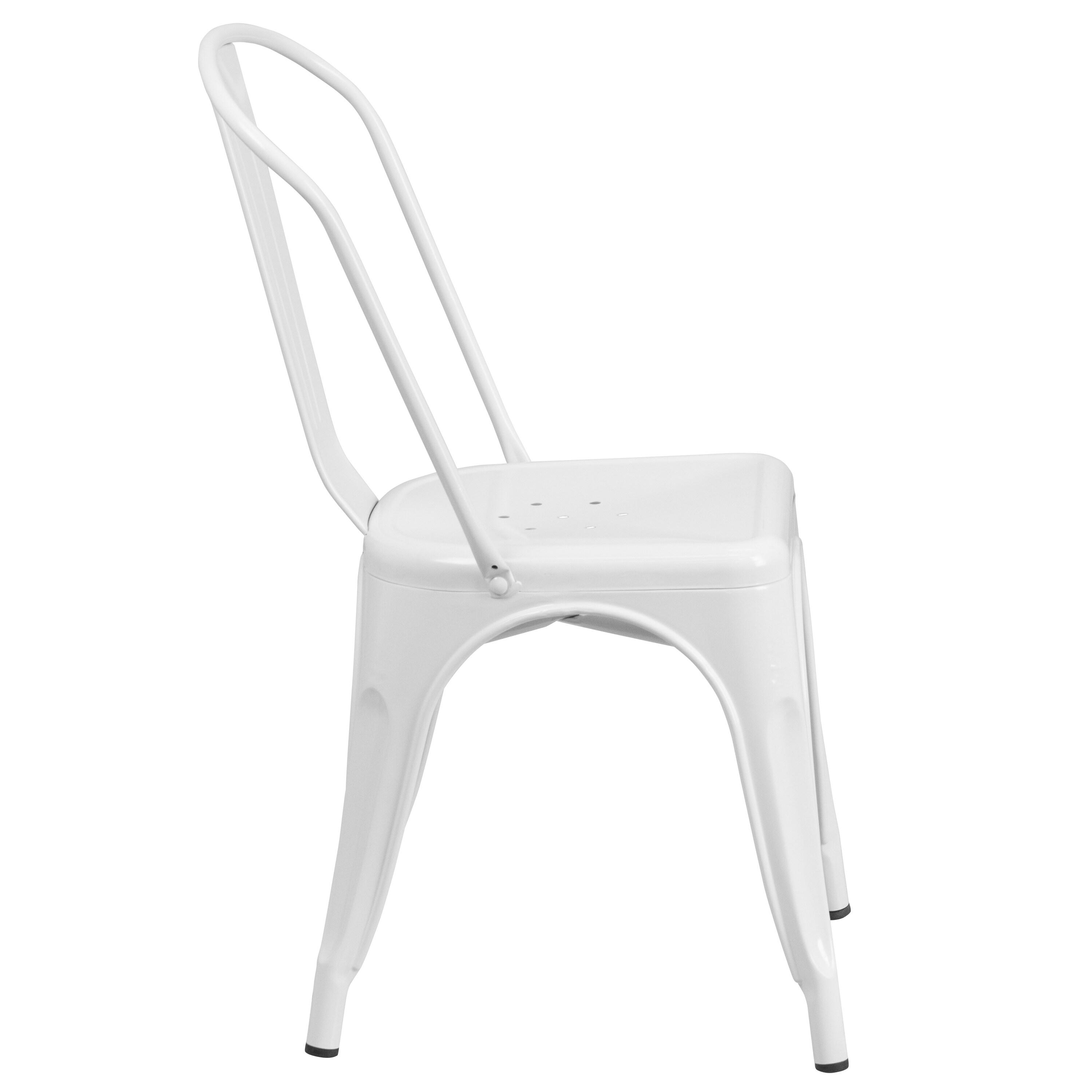 Flash Furniture Commercial Grade White Metal Indoor-Outdoor Stackable Chair