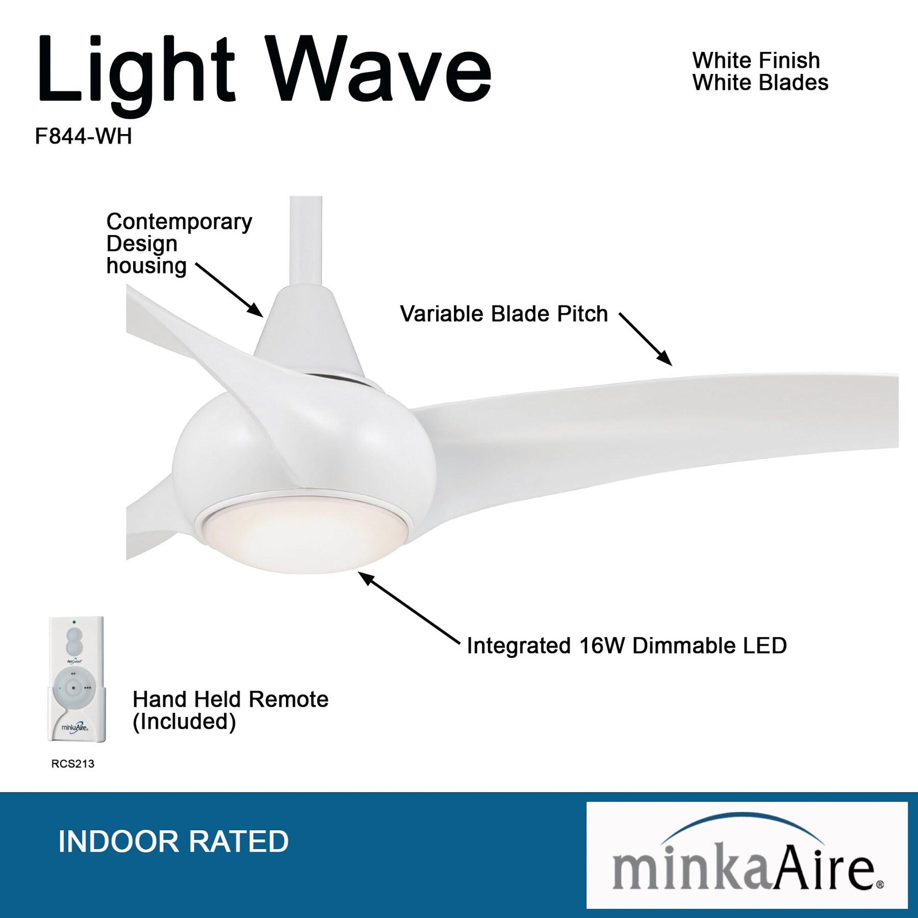 52" Wave 3 - Blade LED Propeller Ceiling Fan with Remote Control and Light Kit Included