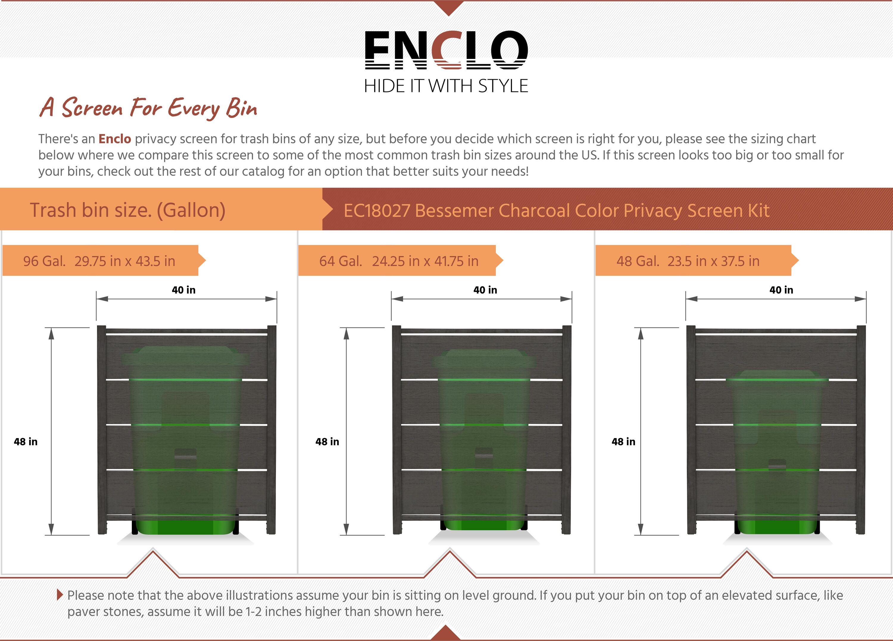 Enclo Enclo 4 ft H x 3.3 ft W Bessemer WoodTek Vinyl Charcoal Privacy Screen Kit (2 Panels)