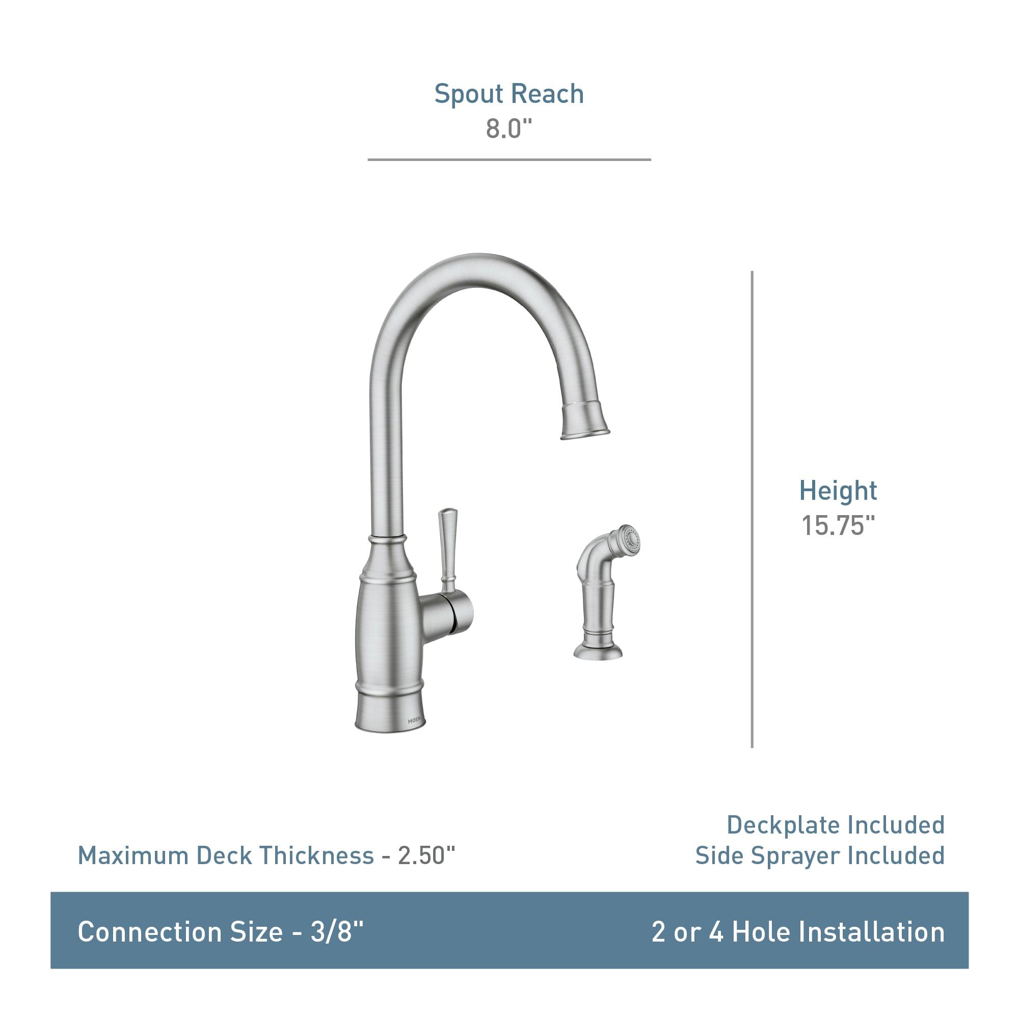 Noell Single-Handle Standard Kitchen Faucet with Side Sprayer, Deckplate Sold Separately