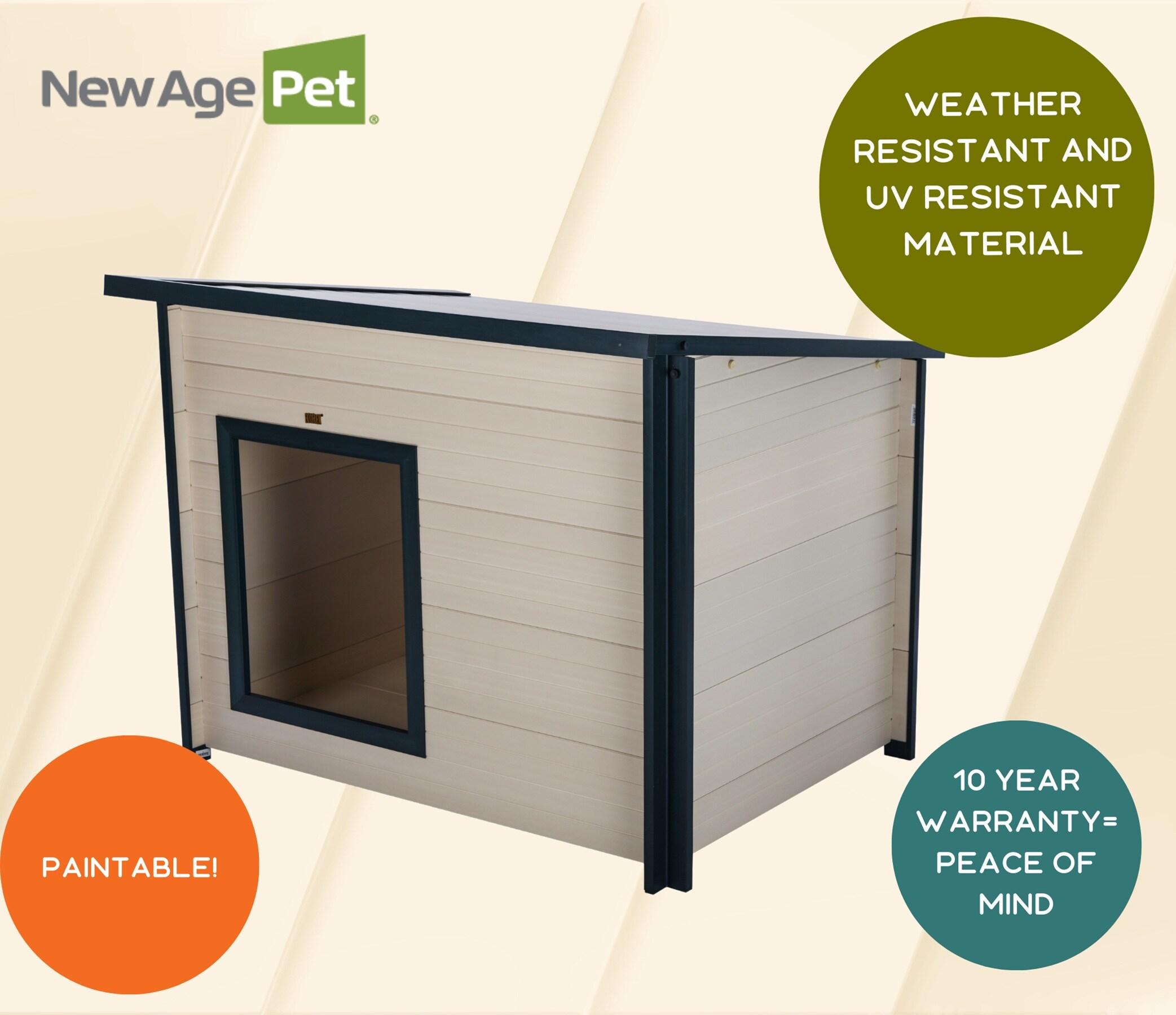 New Age Pet® ECOFLEX® Rustic Lodge Style Dog House for Medium Dogs up to 110lbs - Durable, Weatherproof, Easy to Clean Outdoor Pet Shelter with Elevated Floor for Enhanced Ventilation, Quick Assembly