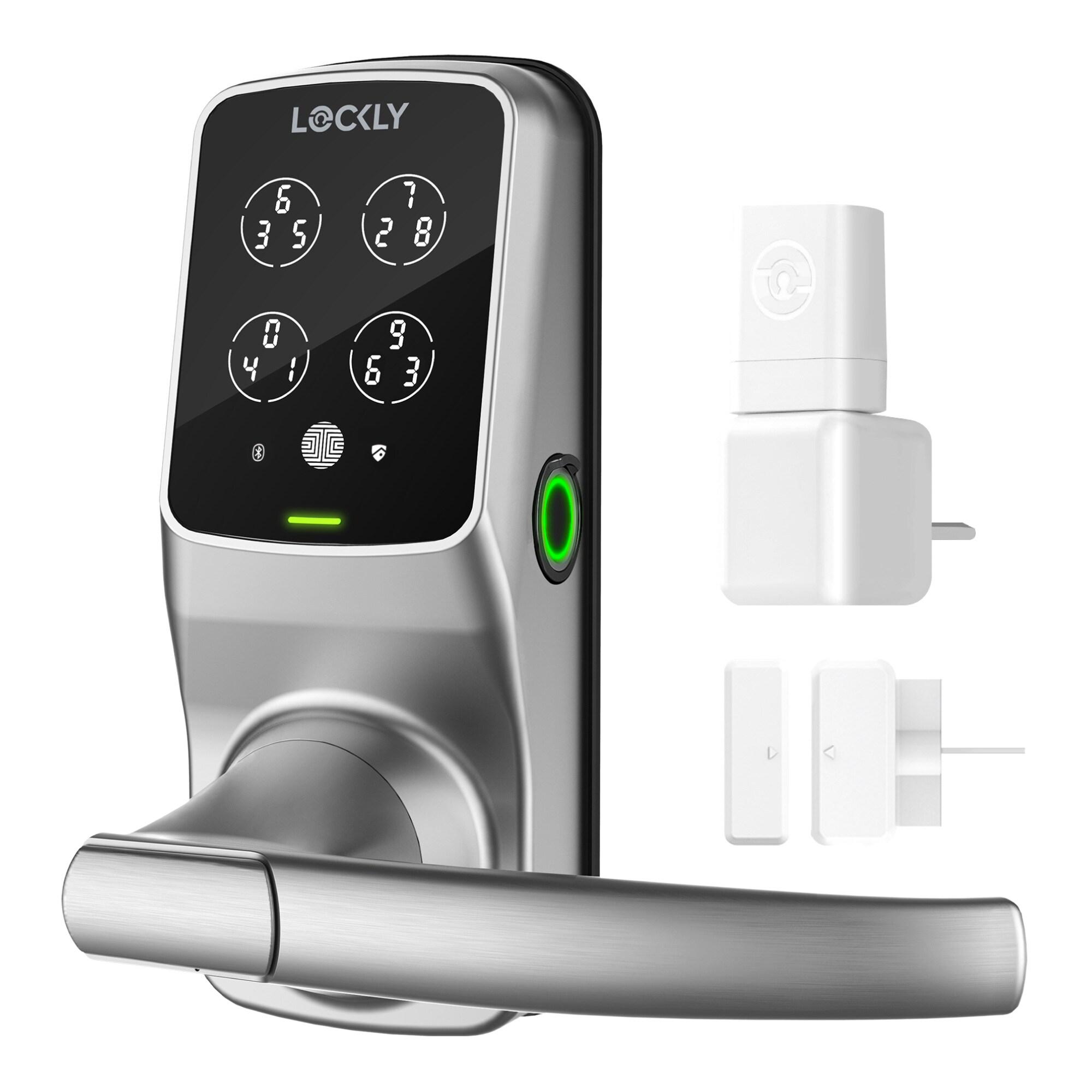 Lockly Secure Plus Bluetooth Smart Door Lock, Keyless Entry with PIN Genie® Digital Keypad, 3D Biometric Fingerprint Sensor Front Door Lock with Handle, Voice Control & Auto Lock - Latch Edition