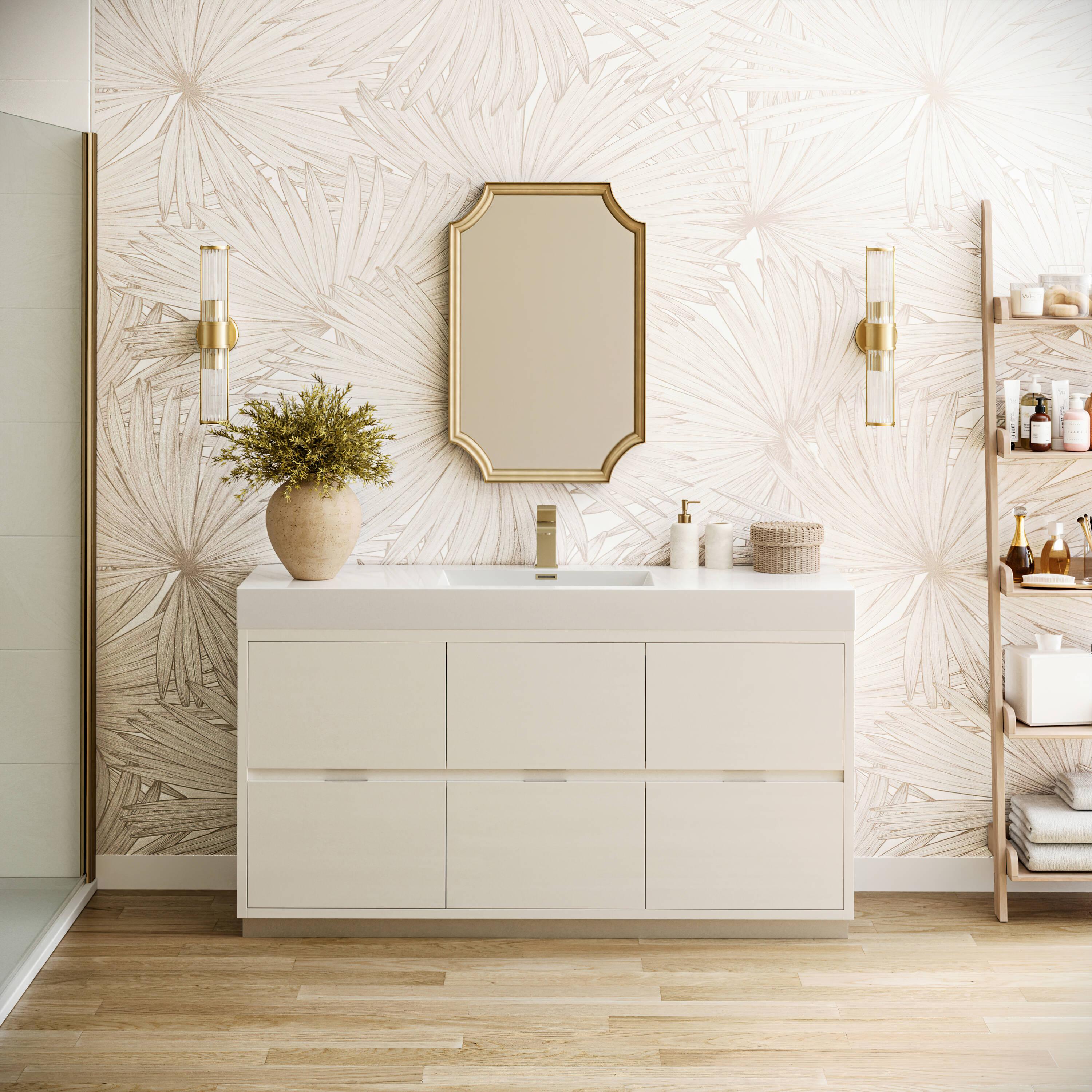 Valencia 60" Freestanding Single Modern Bathroom Vanity with Ingegrated Sink - Faucet Not Included