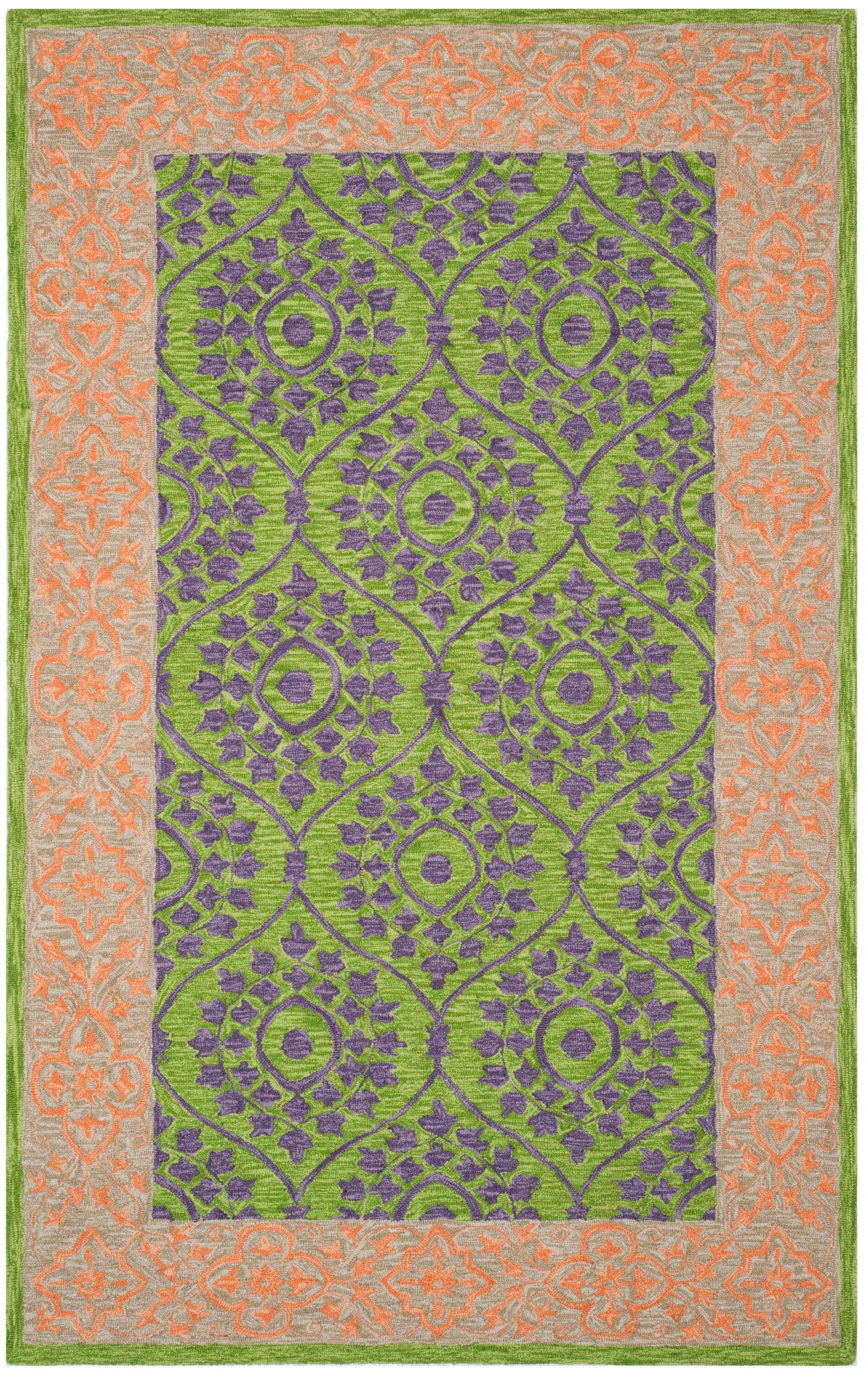 Suzani SZN102 Hand Hooked Indoor Area Rug - Green/Violet - 4'x6' - Safavieh.