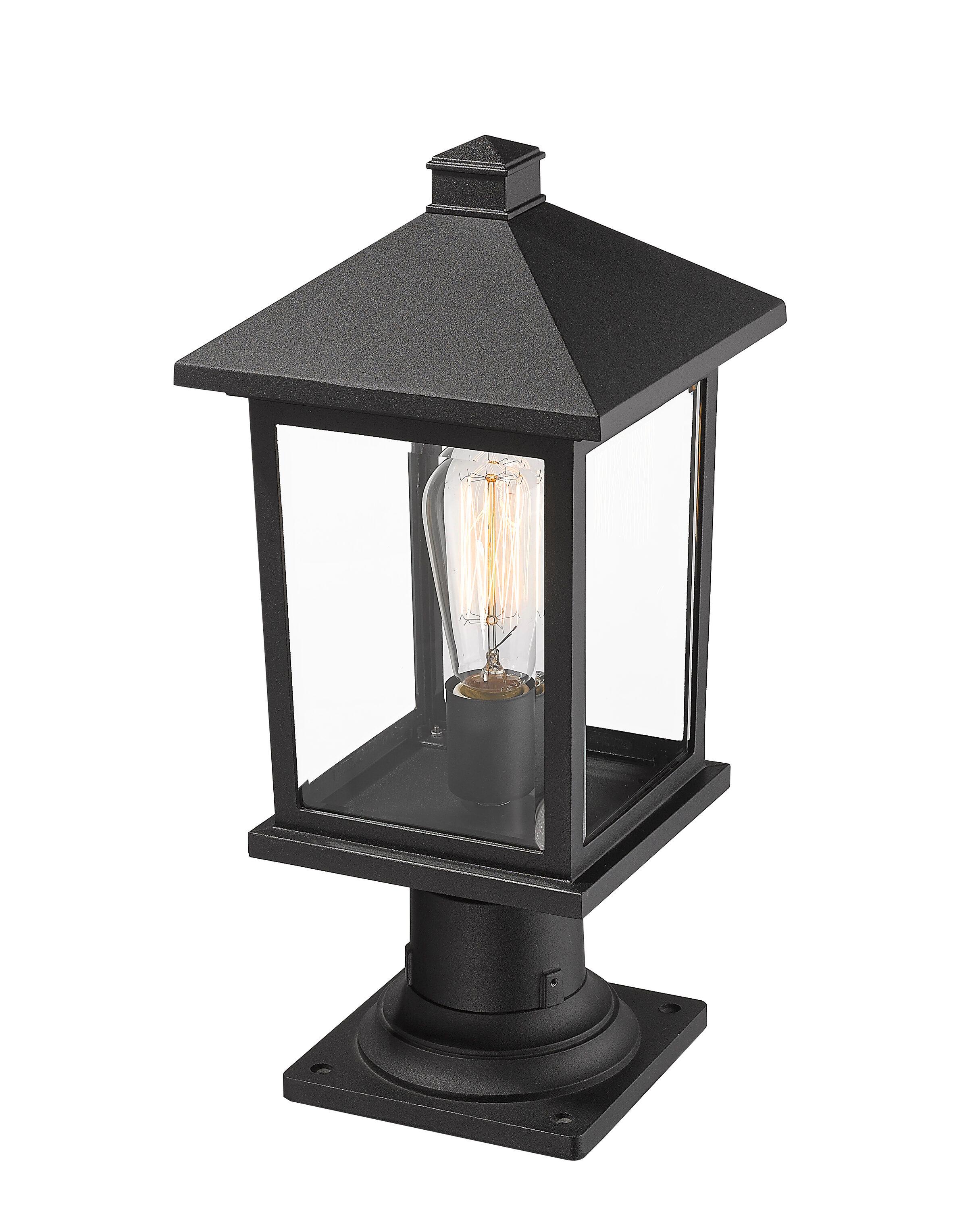 Z-Lite 531Phmr-533Pm Portland 18" Tall 1 Light Outdoor Lantern Pier Mount Light - Black