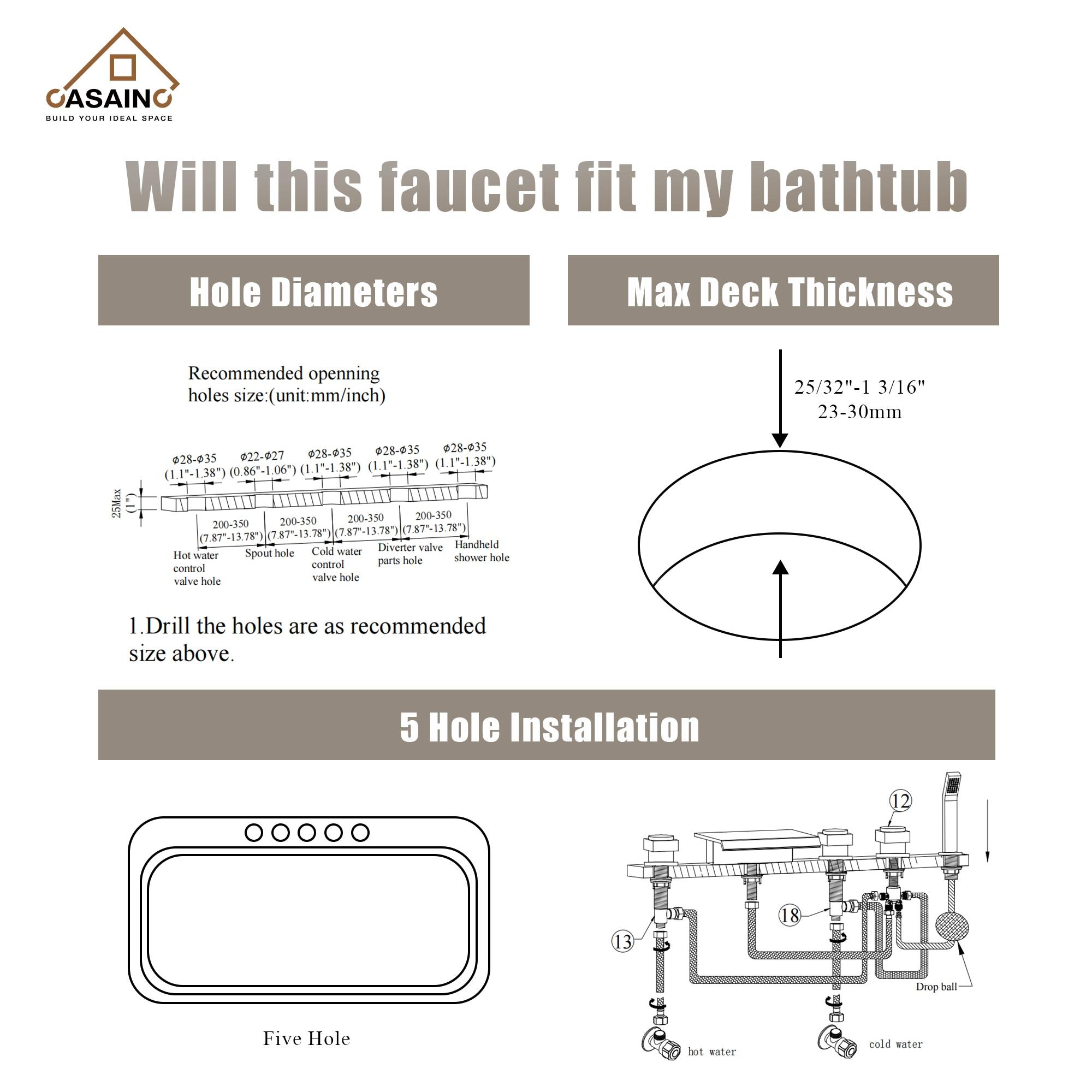 Single Handle Free Standing Bathtub Faucet with Diverter and Handshower