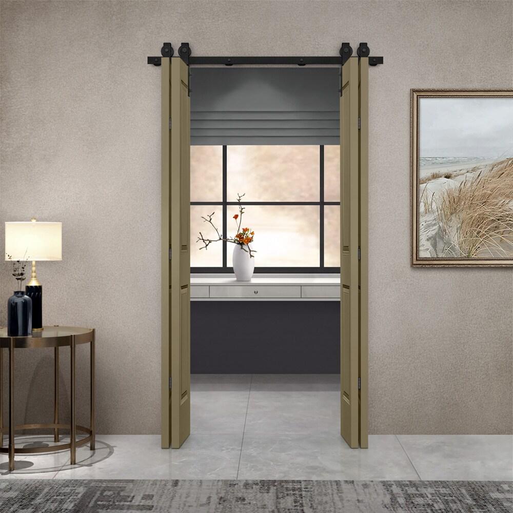 Calhome Paneled MDF Composite Double Bifold Barn Doors with Installation Hardware Kit