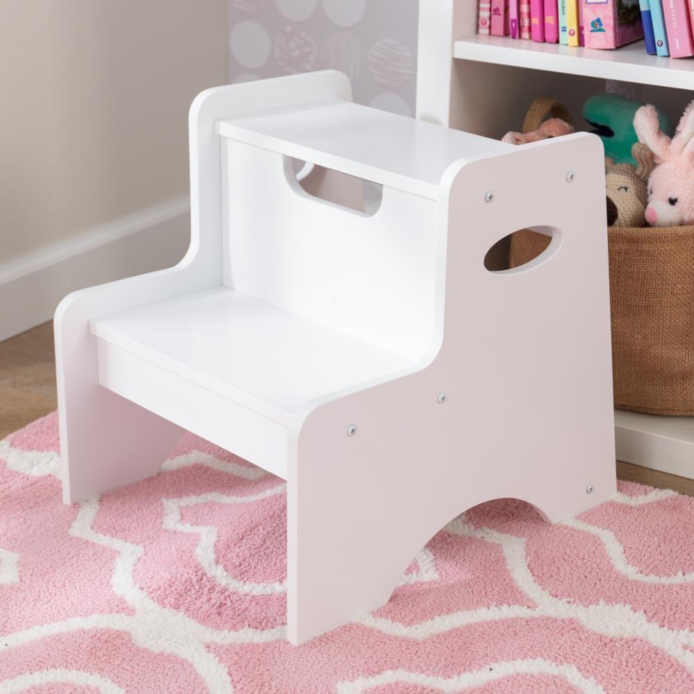 KidKraft Wooden Two-Step Children's Stool with Handles - White