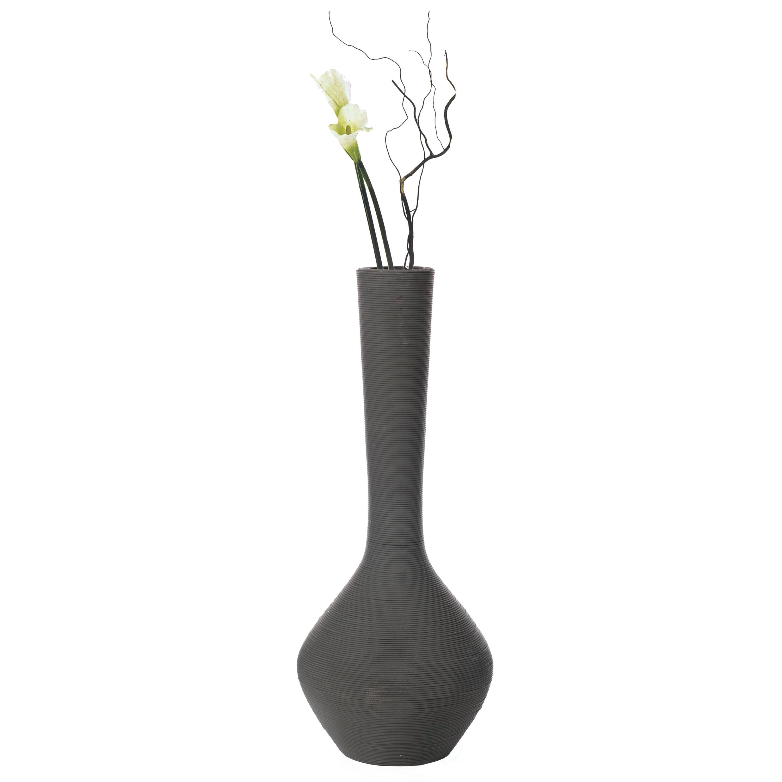 Latayshia Modern Trumpet Style Floor Vase, Plastic, Charcoal Gray 38" Tall